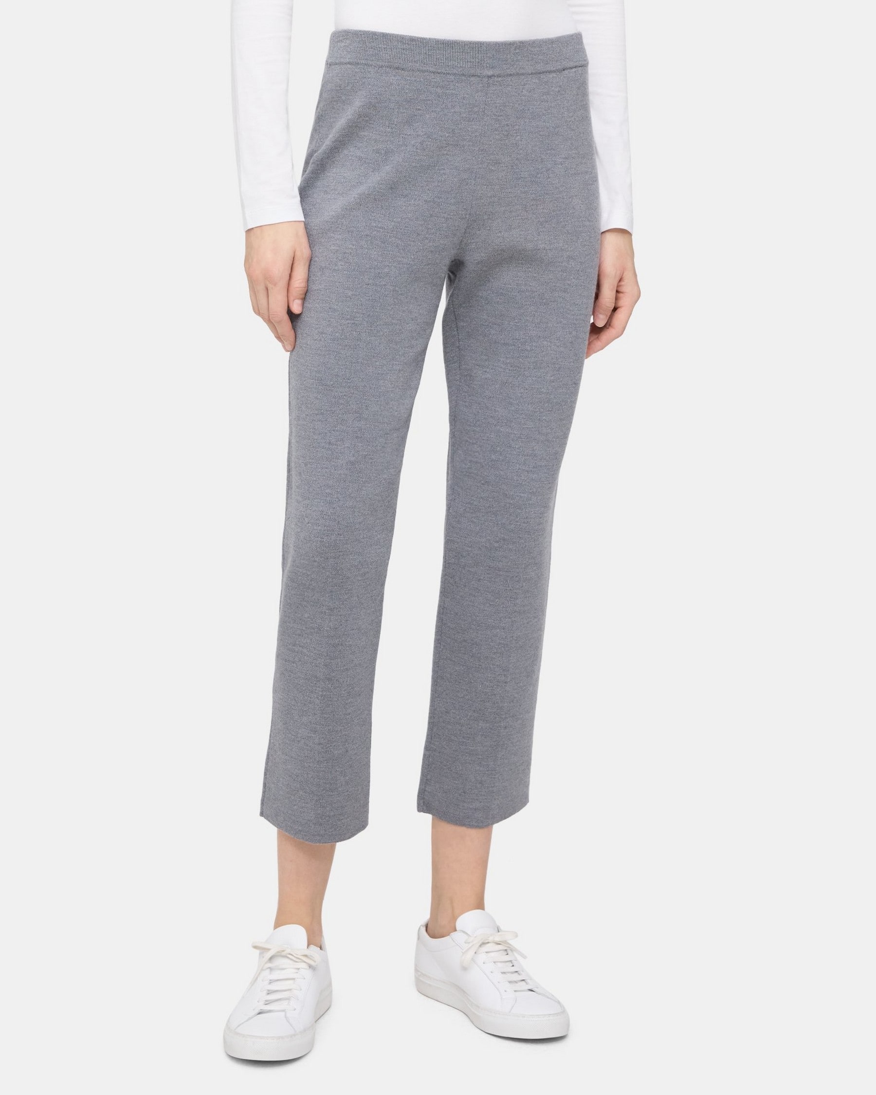 Theory Slim Cropped Pull-On Pant in Fine Merino Wool