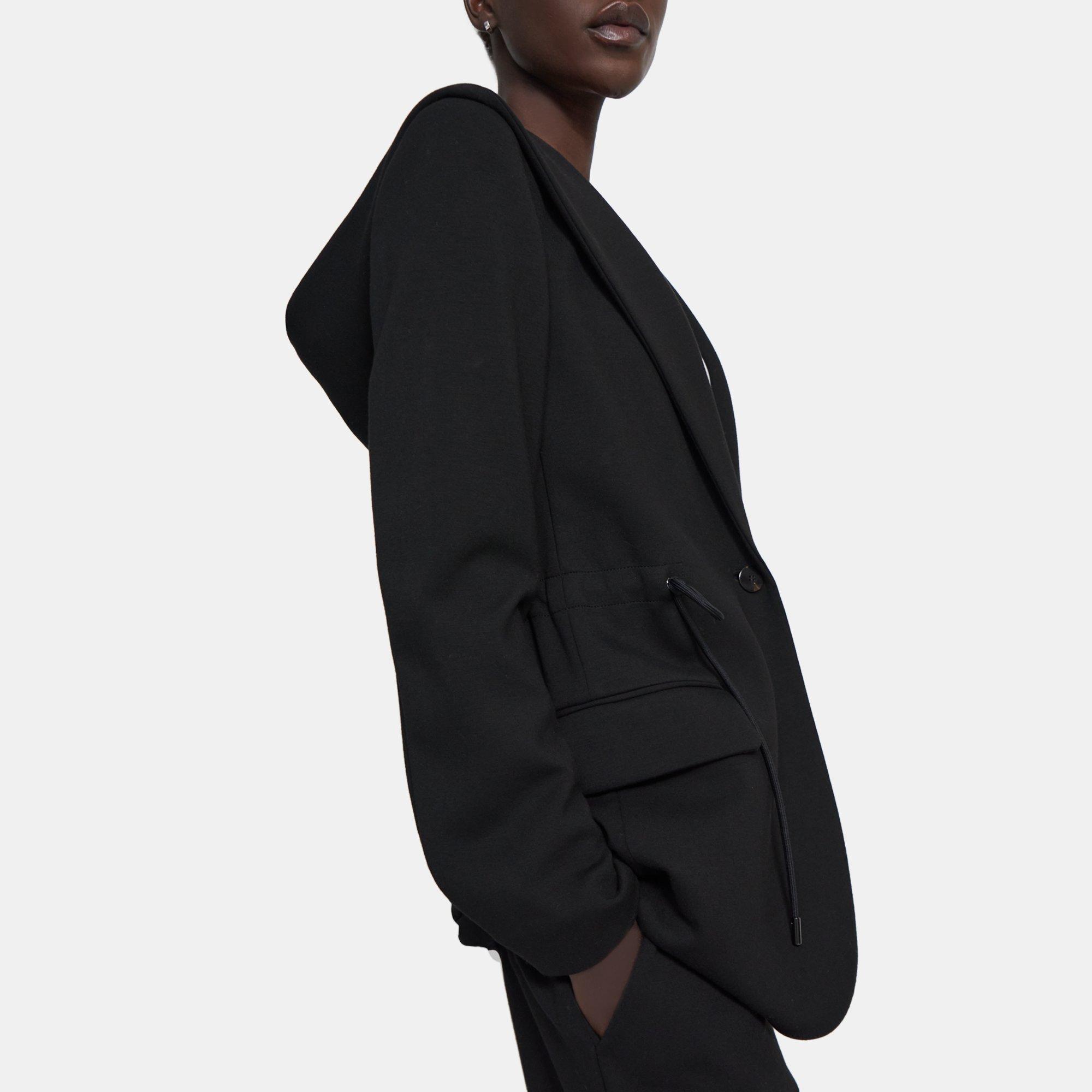 Theory Hooded Drape Jacket in Double-Knit Jersey - ShopStyle