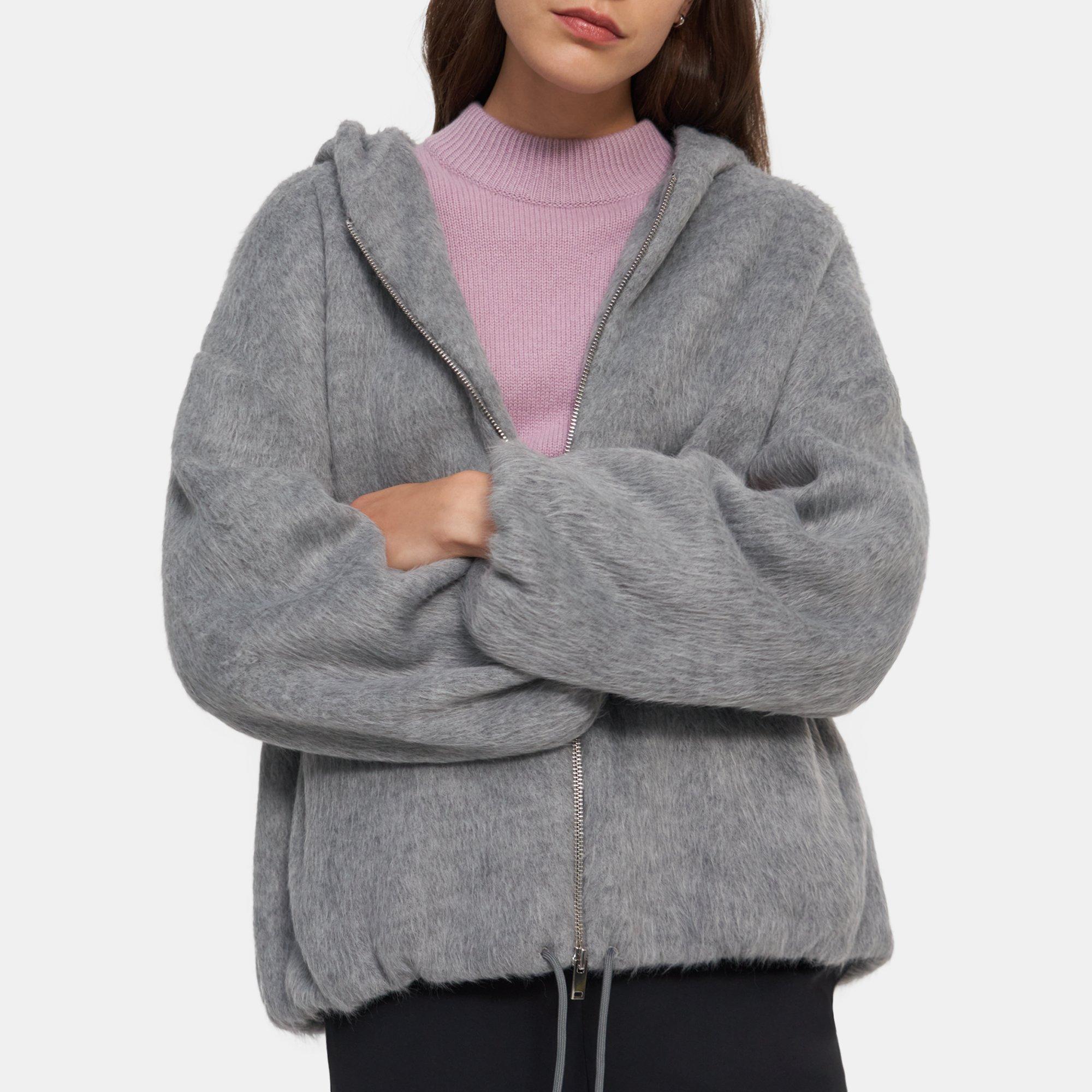 Zip-Up Jersey Fur | Theory Faux Hoodie