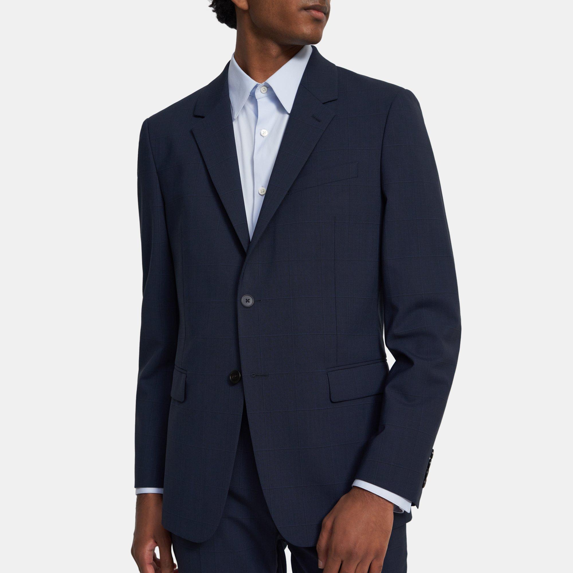 Theory Structured Blazer in Checked Stretch Wool