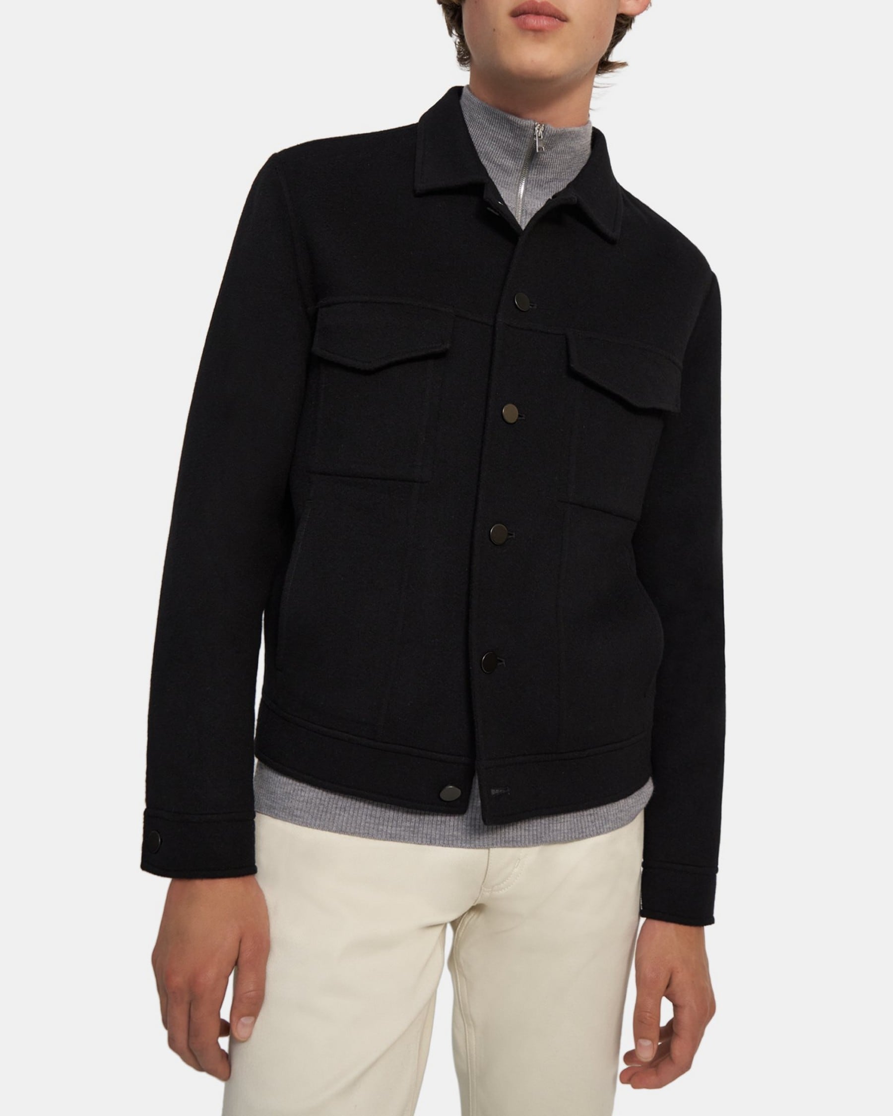 River Trucker Jacket in Double-Face Wool-Cashmere