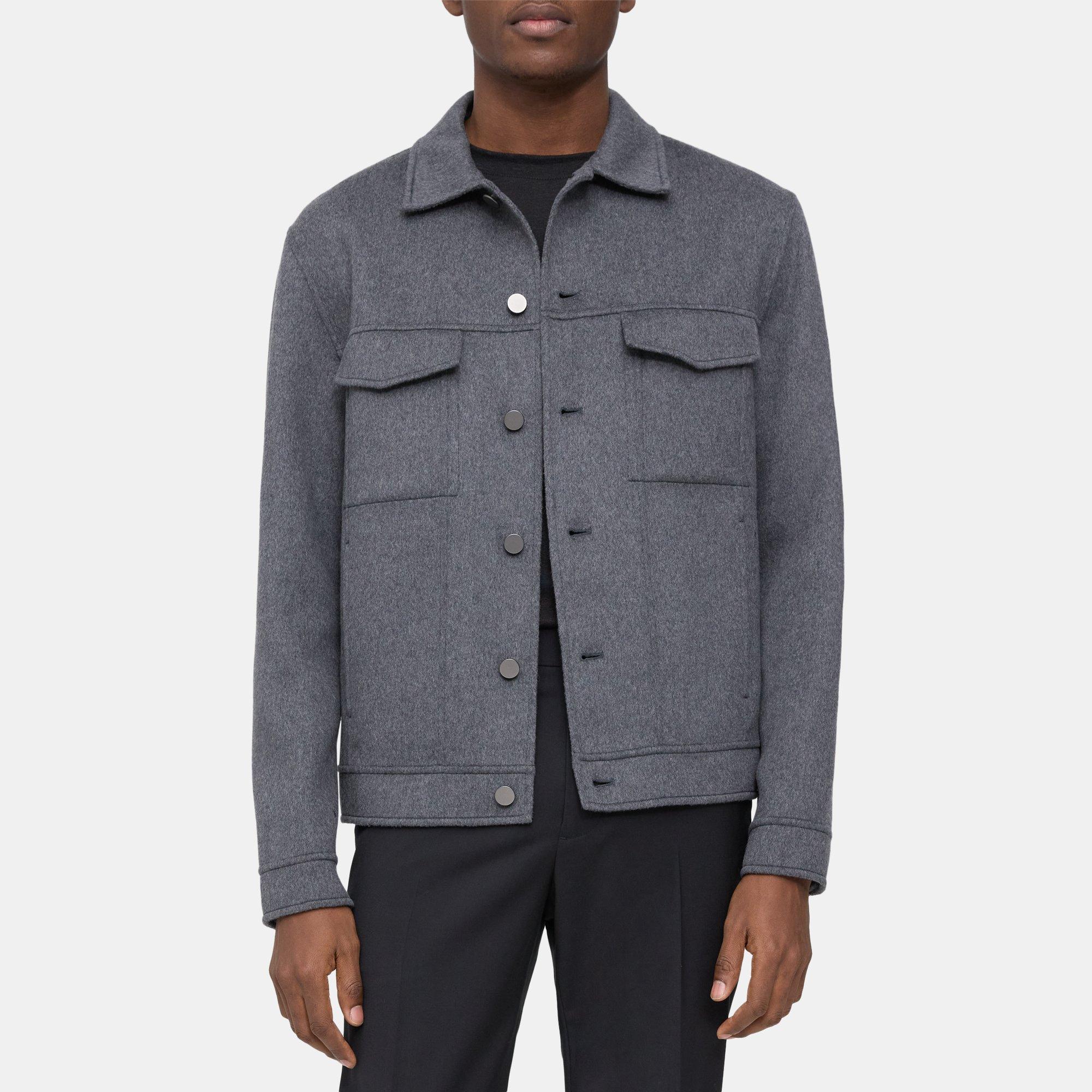Double-Face Wool-Cashmere Trucker Jacket | Theory Outlet