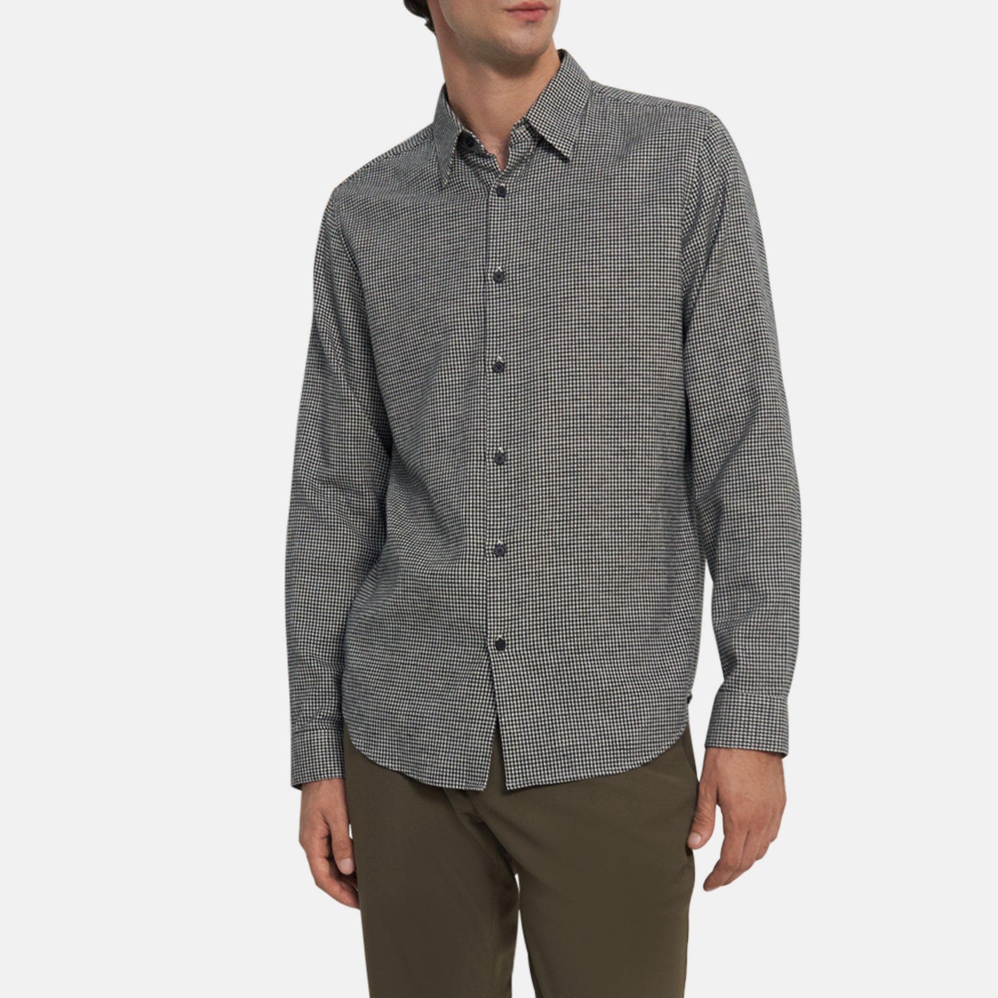 띠어리 Theory Standard-Fit Shirt in Overdyed Gingham Cotton,WINTER WHITE
