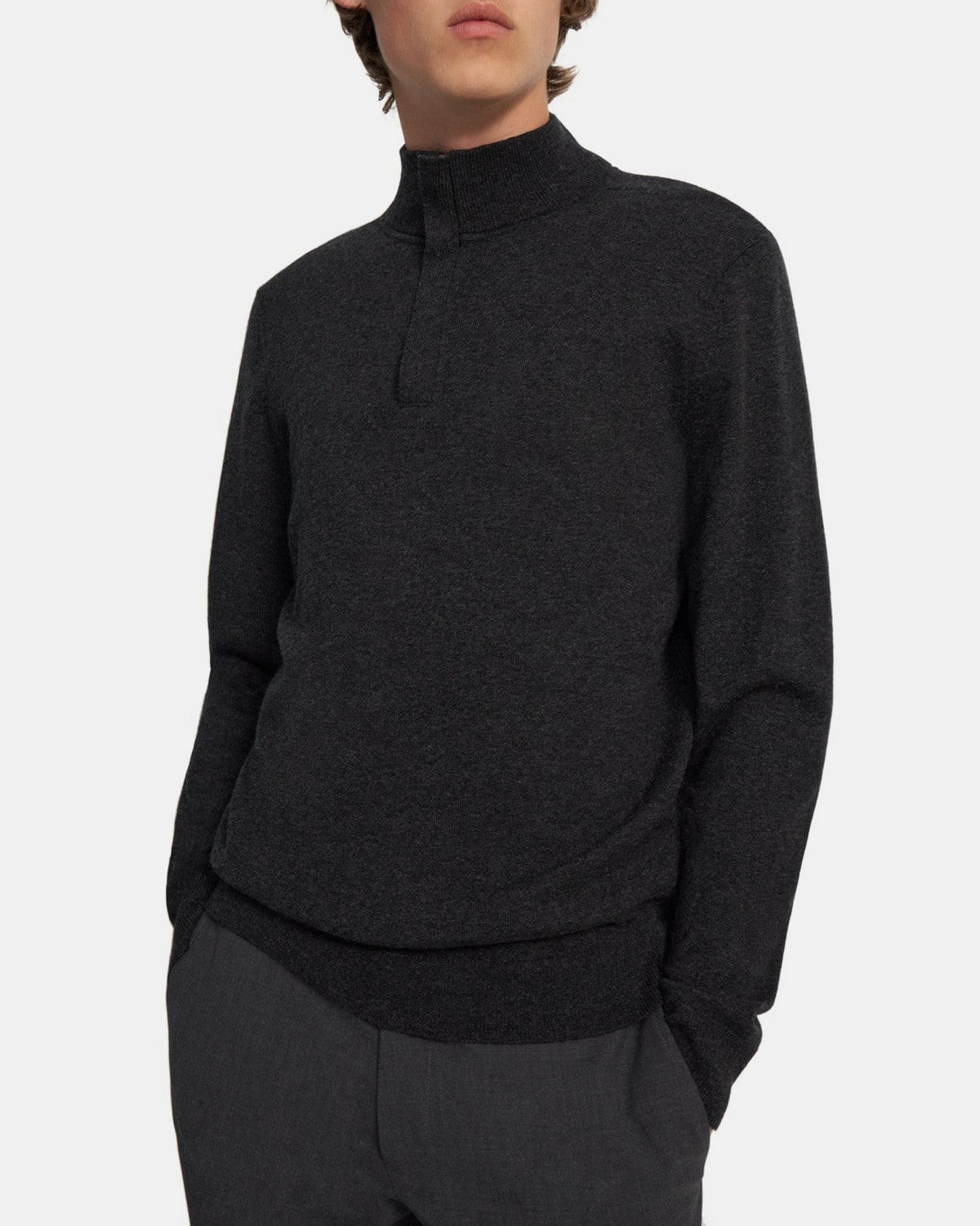 띠어리 맨 스웨터 Theory Quarter-Zip Sweater in Cashmere,PESTLE MELANGE