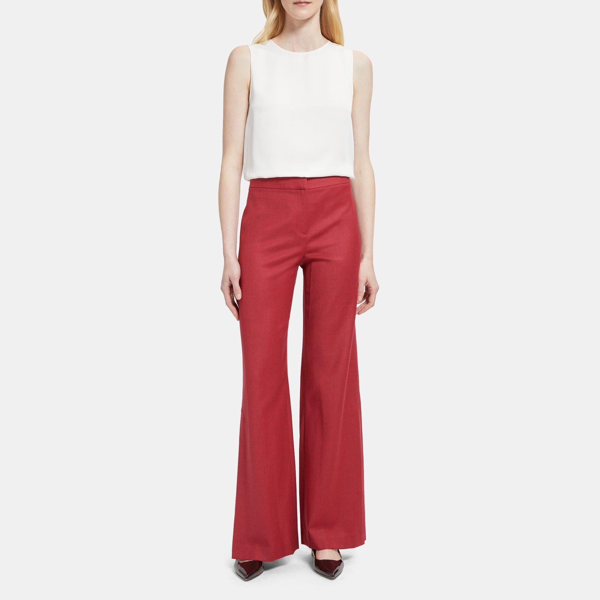 Wool Flannel Slit Hem Pant | Theory Outlet