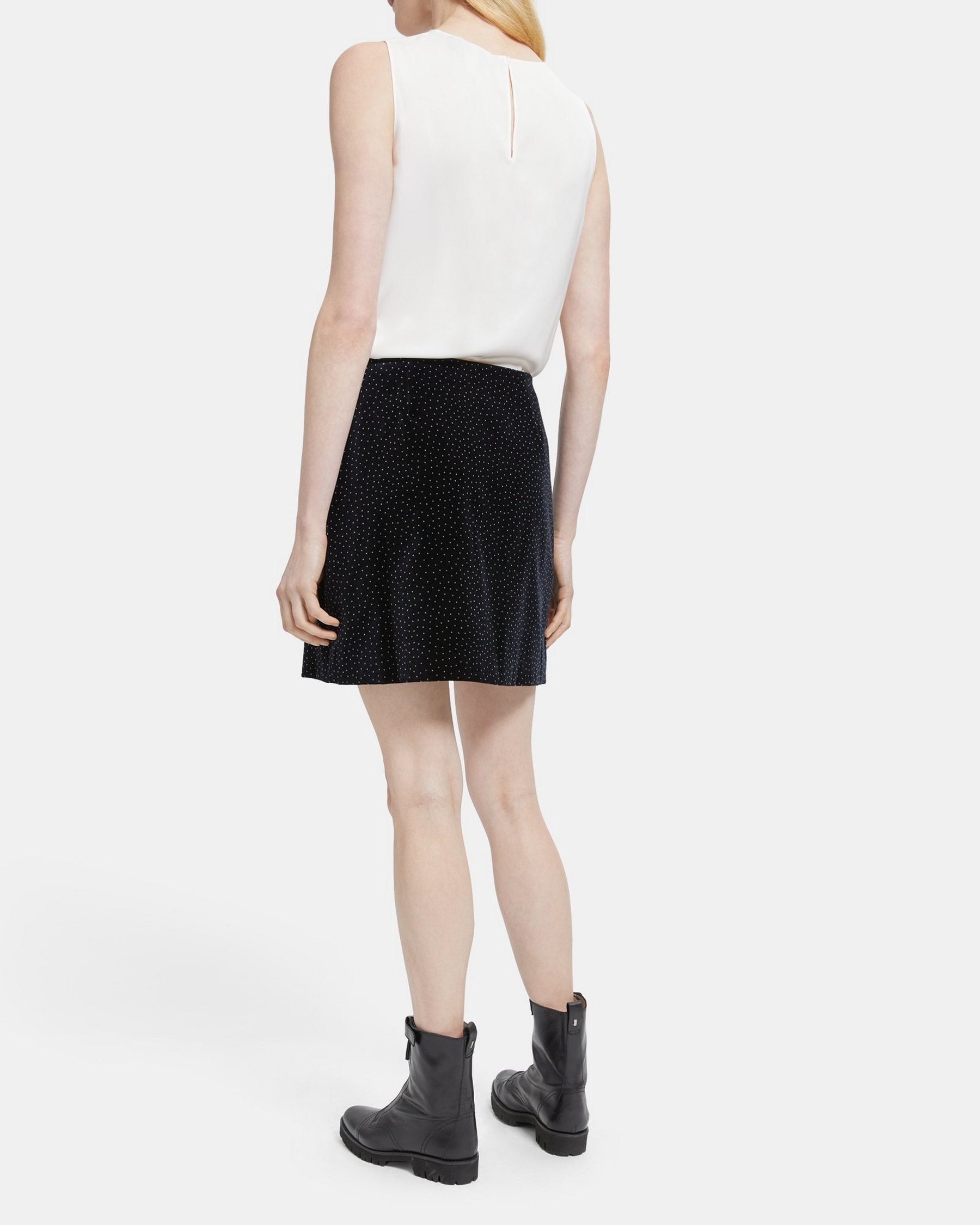 A-Line Mini Skirt in Polka Dot Velvet