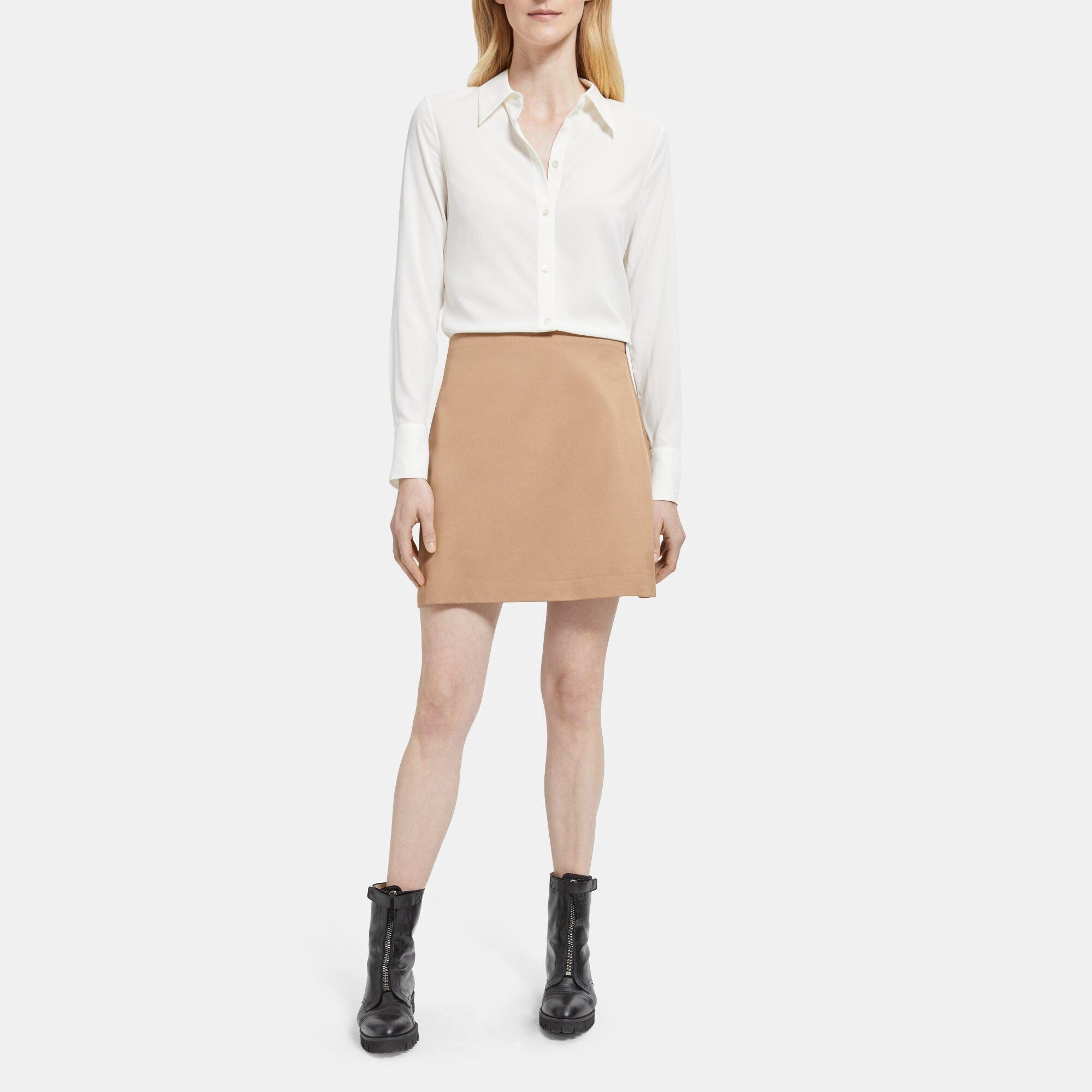 Cotton Twill High-Waisted Mini Skirt | Theory Outlet