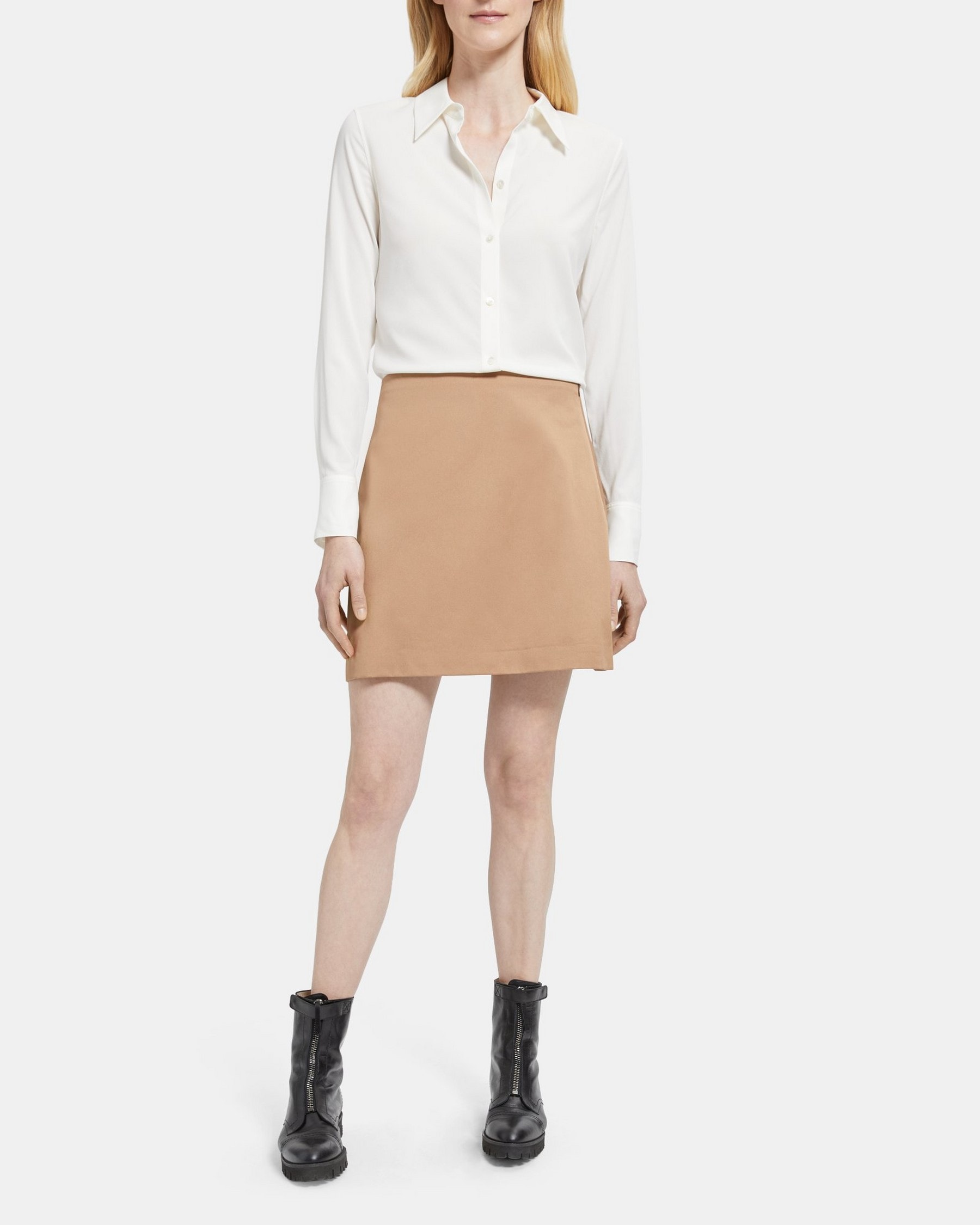 High-Waisted Mini Skirt in Cotton Twill