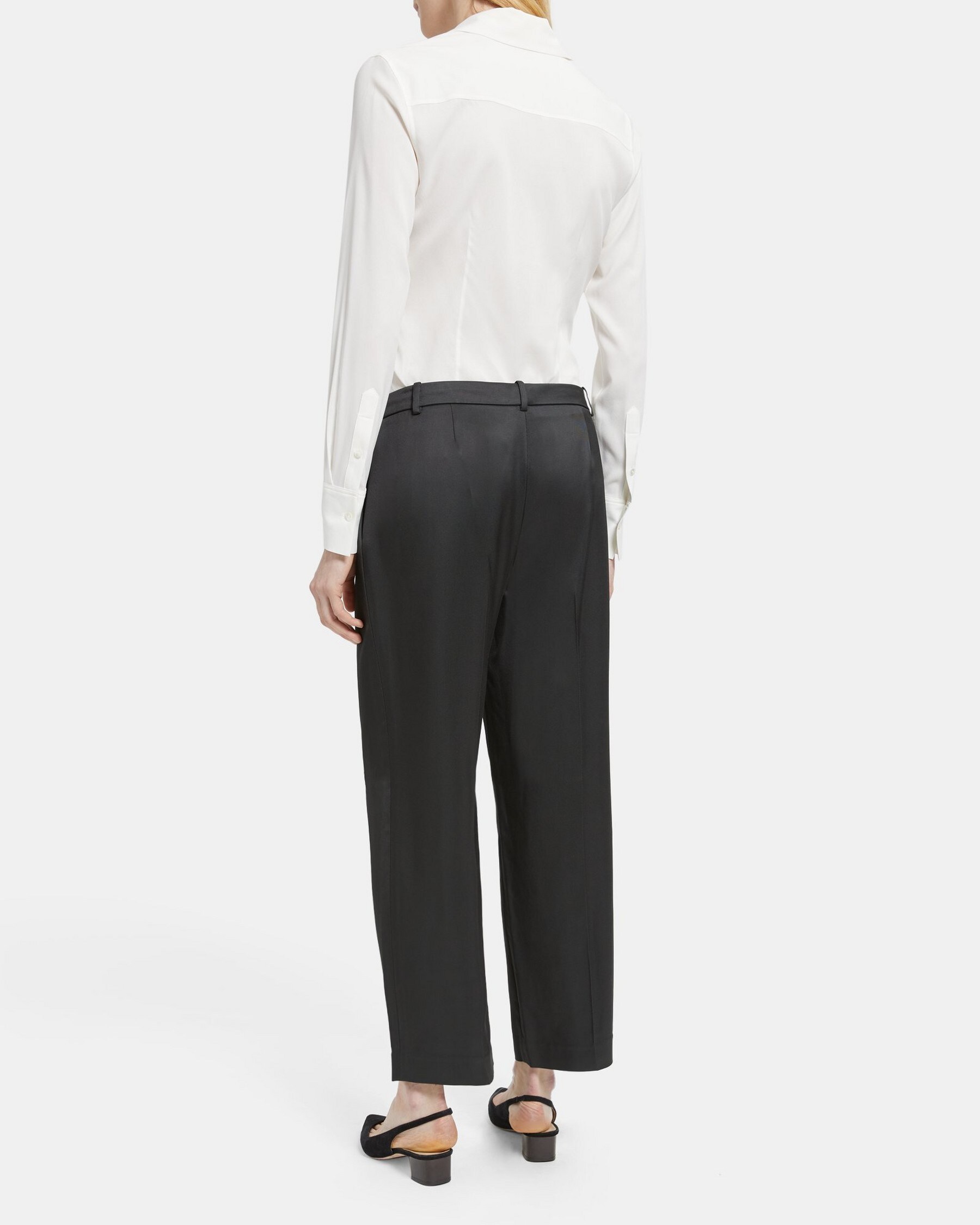 Cropped Wide-Leg Pant in Viscose Twill
