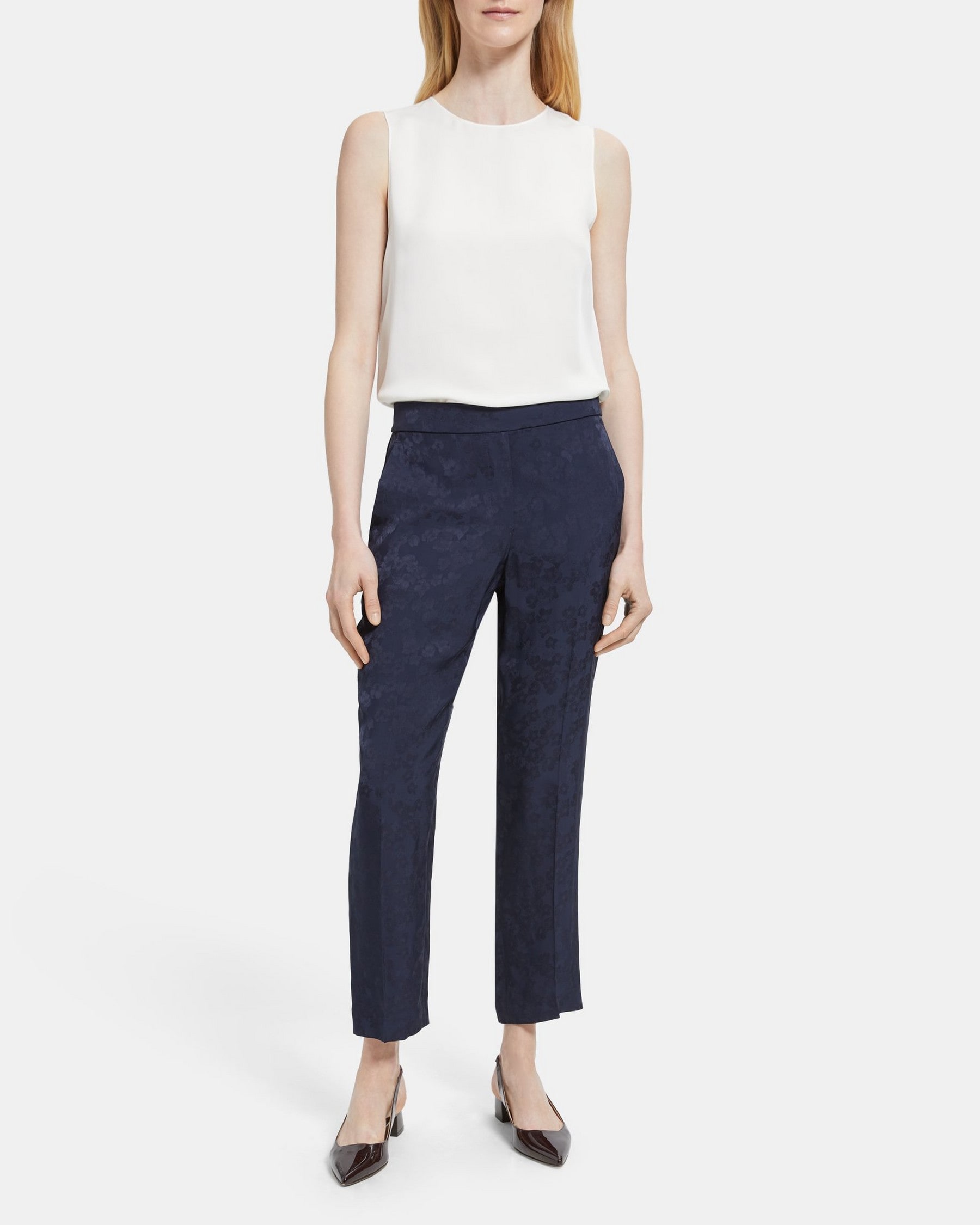 Viscose Jacquard Cropped Wide-Leg Pant | Theory Outlet