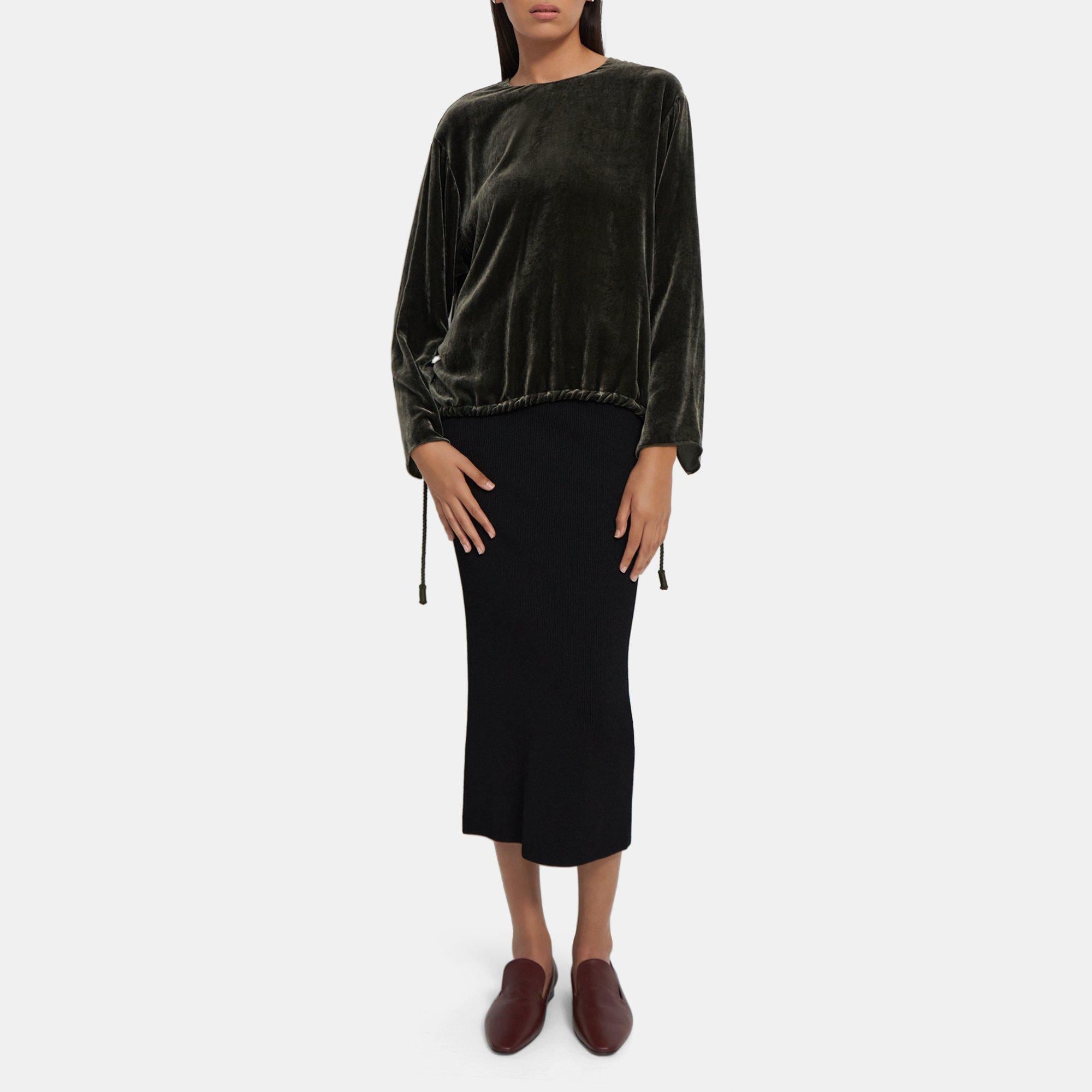 Theory Slit Pullover in Velvet