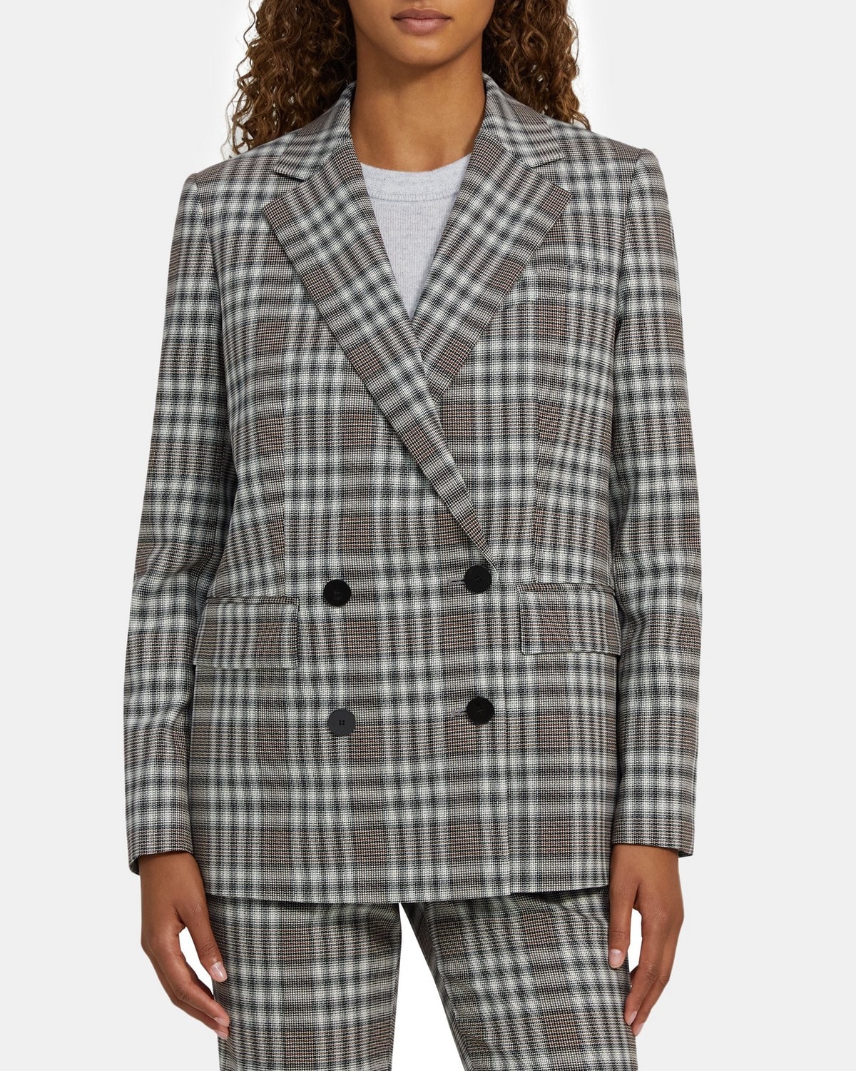 Double-Breasted Jacket in Plaid Wool