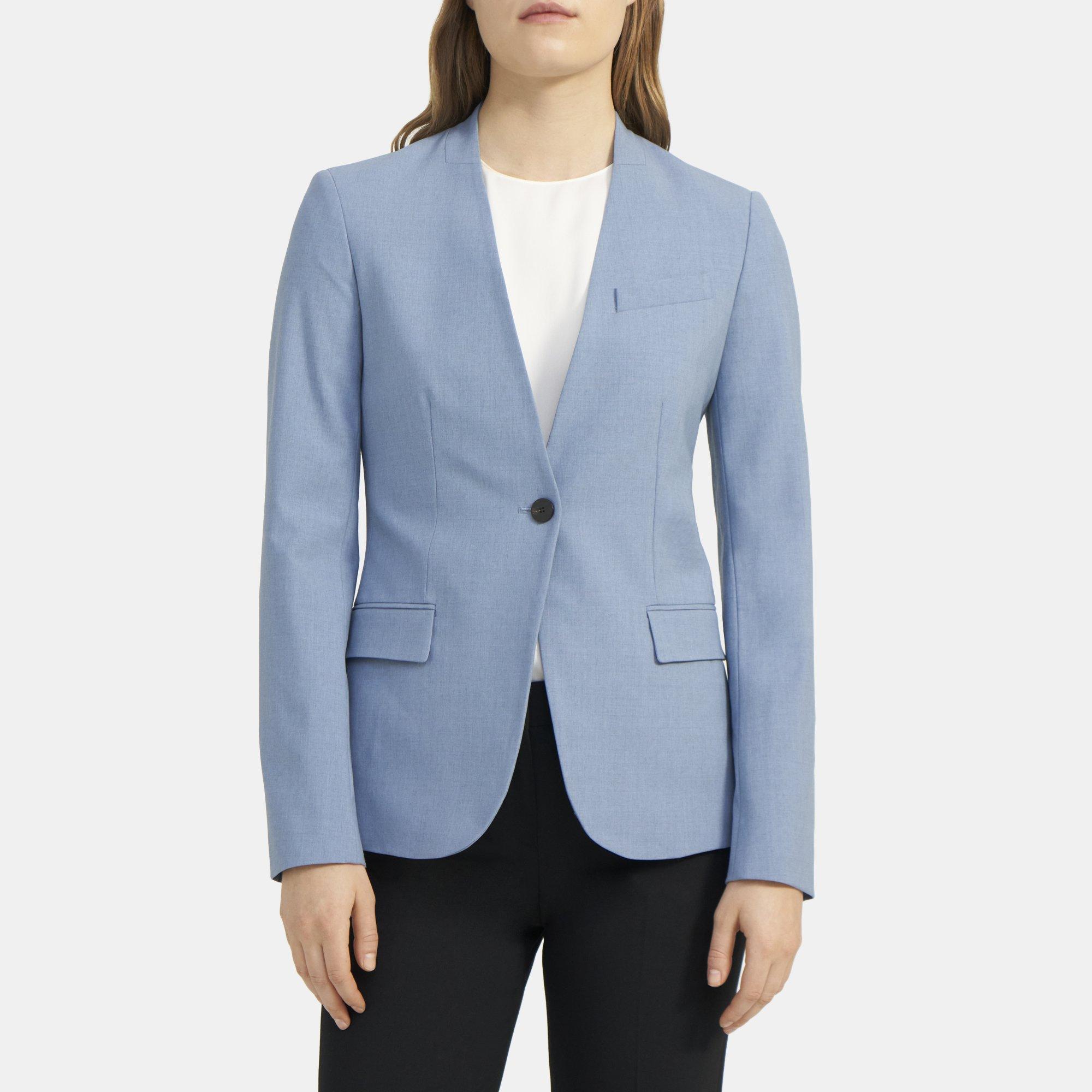 Stretch Wool Mélange Power Jacket | Theory Outlet