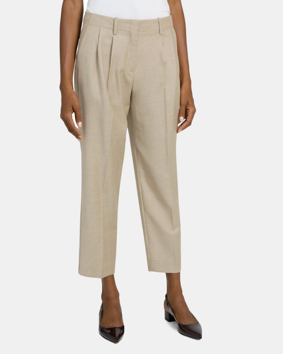Cropped Straight-Leg Pant in Mélange Flannel