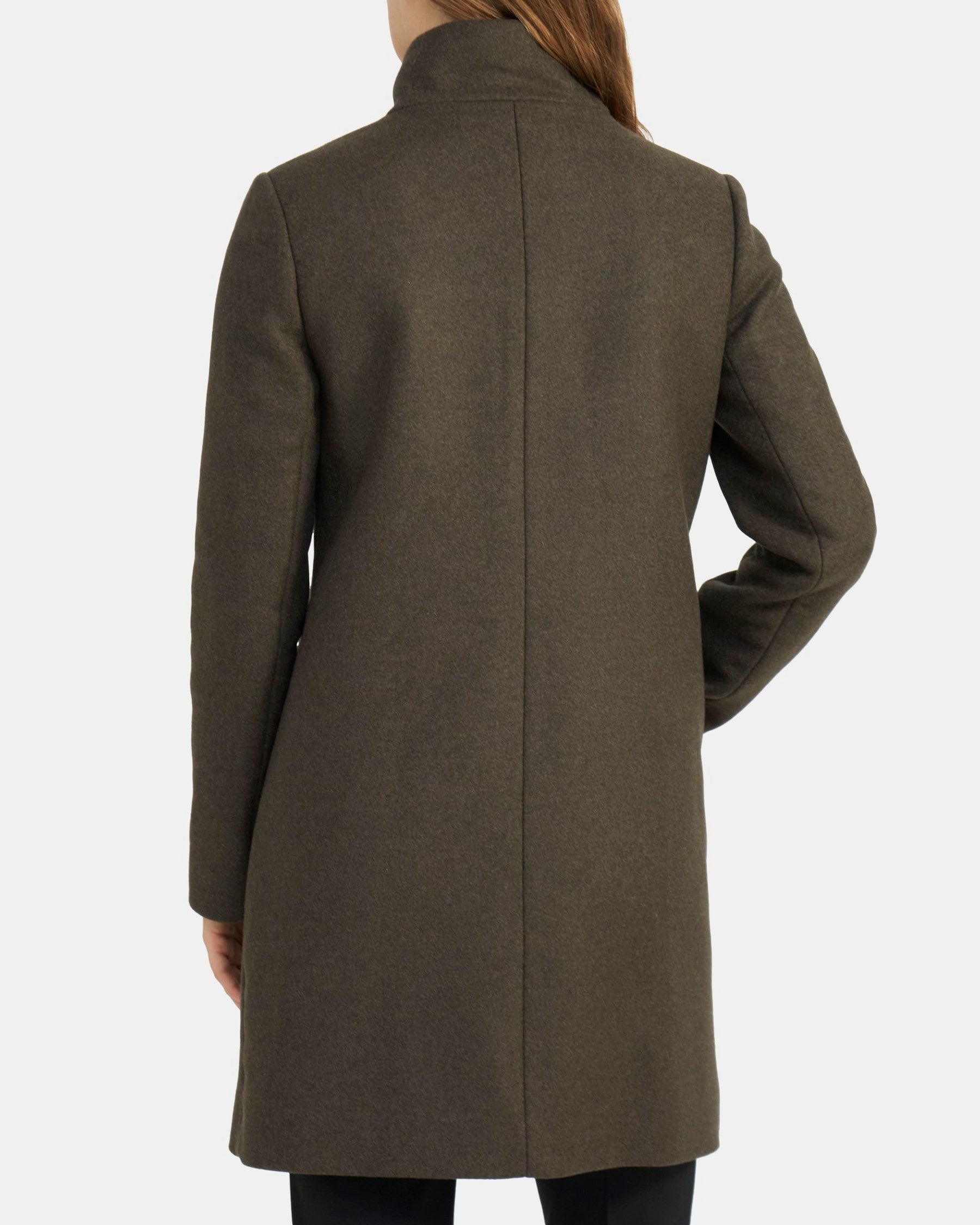 Stand-Collar Coat in Recycled Wool