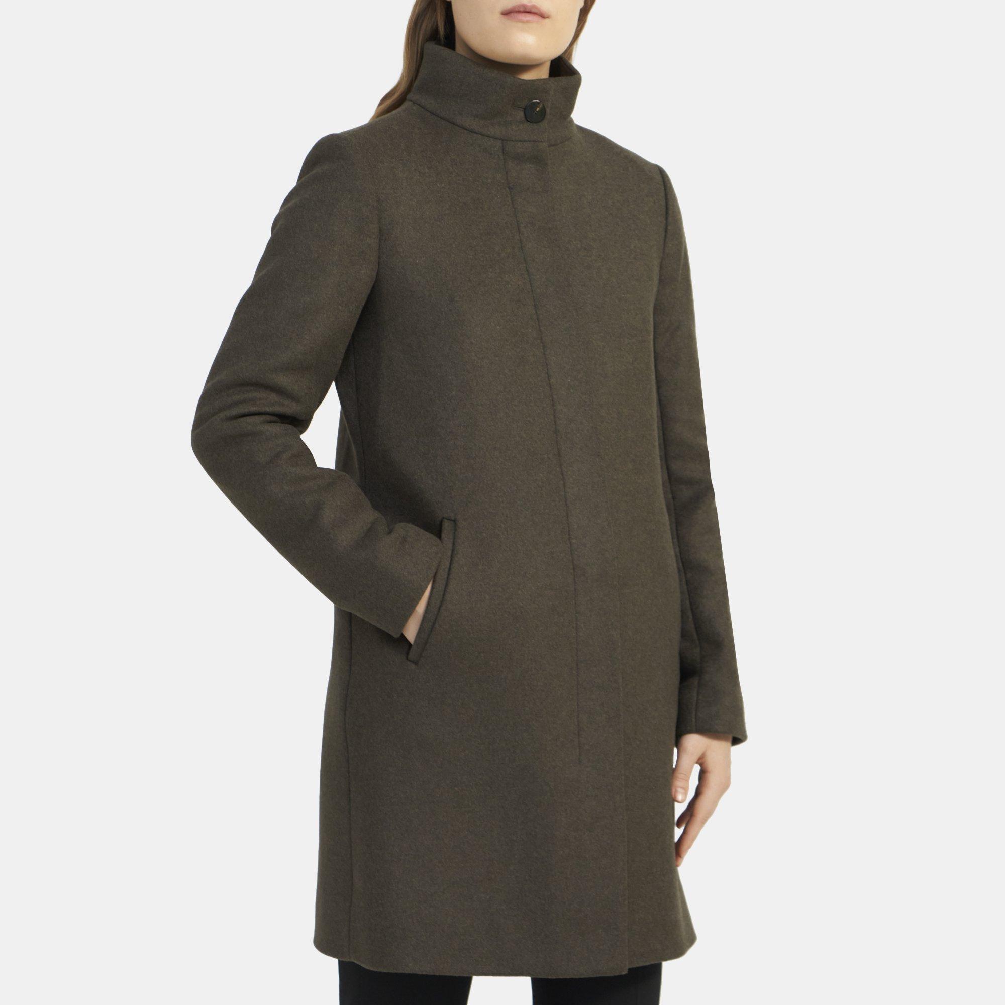 Standing collar cheap wool coat