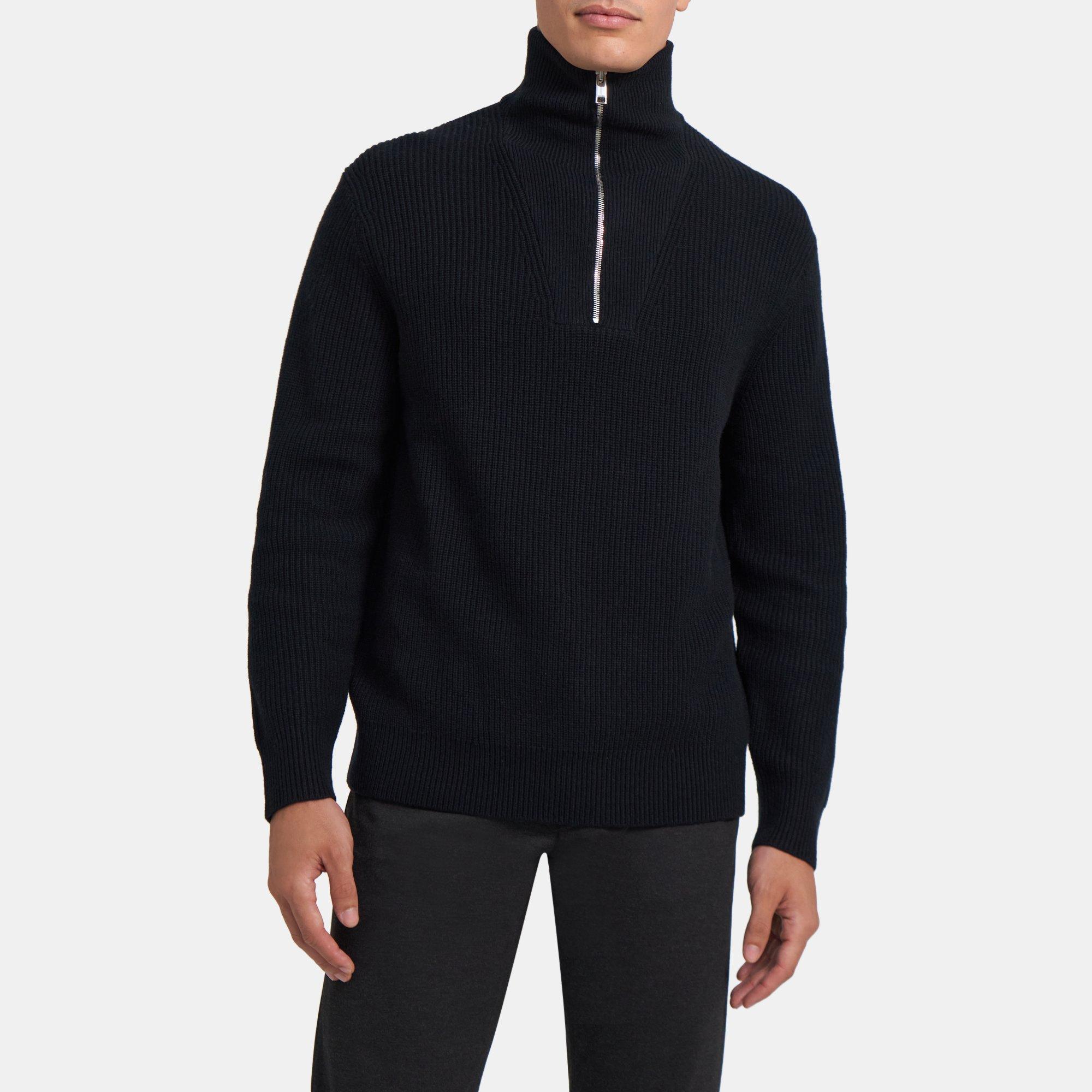 WoolCashmere QuarterZip Mock Neck Sweater Theory Outlet