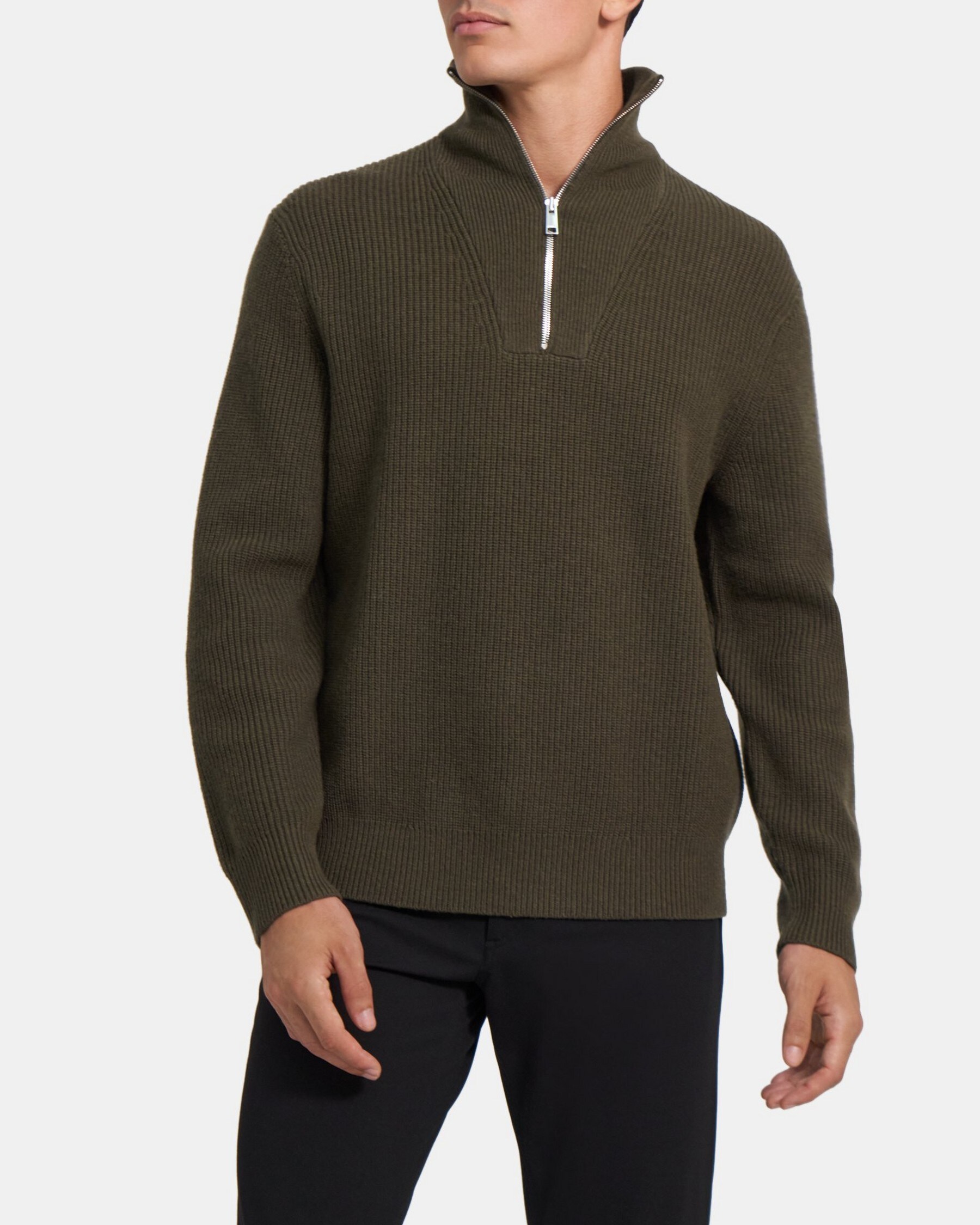 Quarter-Zip Mock Neck Sweater in Wool-Cashmere