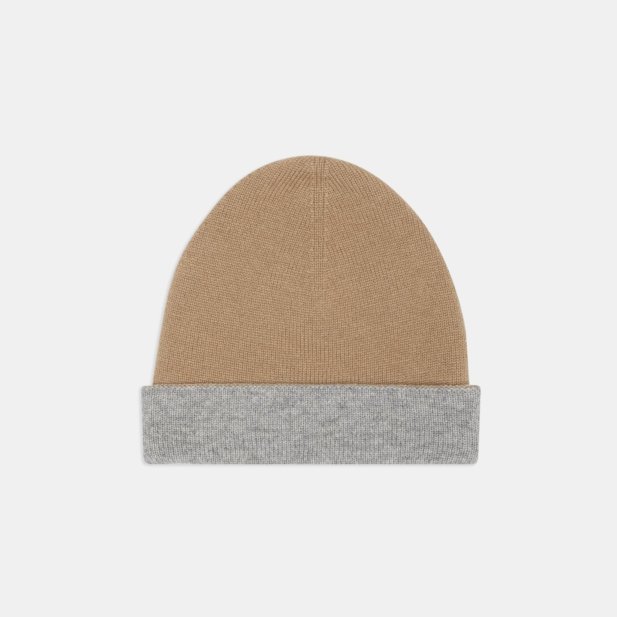 Theory Bi-Color Beanie in Cashmere