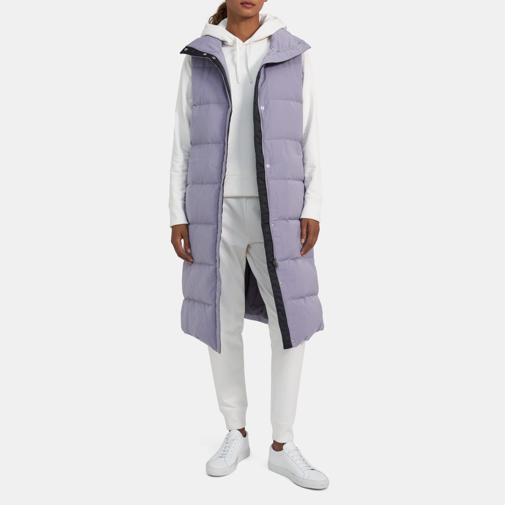 Twill Snap Button Puffer Vest Theory Outlet