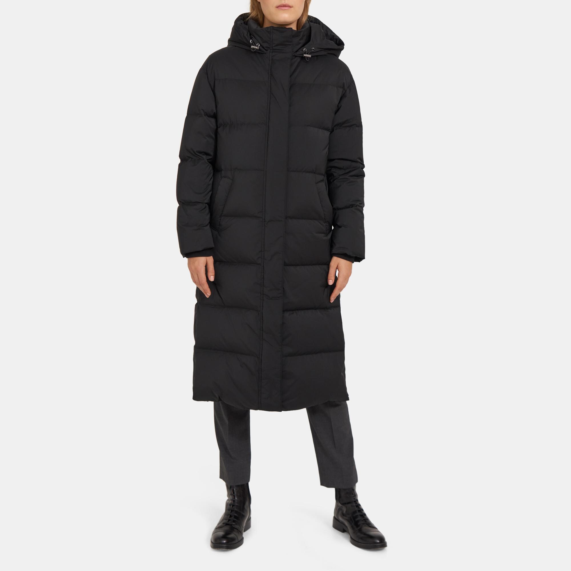 Theory Women's Puffer Wrap Coat - Black - Size Large