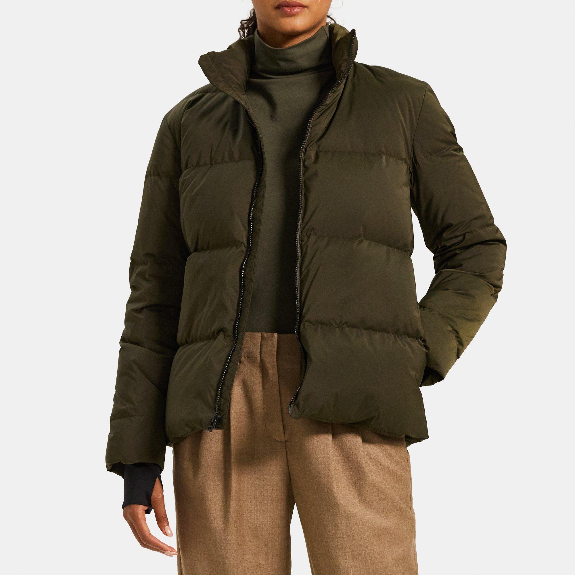 띠어리 Theory Stand-Collar Puffer Coat in City Poly,DARK ROSEMARY