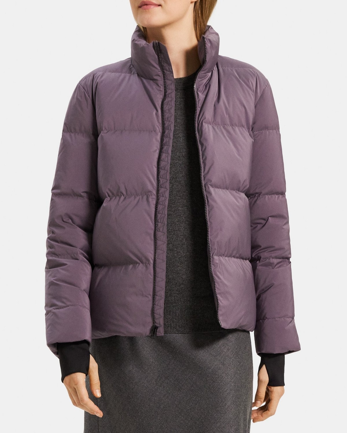 Stand-Collar Puffer Coat in City Poly