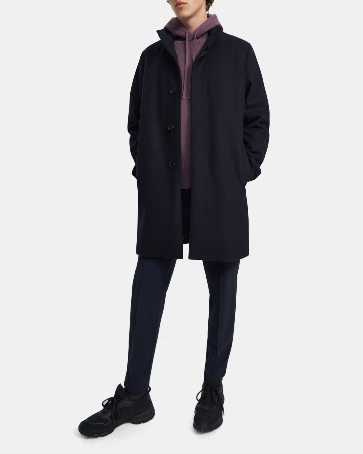 띠어리 맨 코트 Theory Stand-Collar Coat in Melton Wool,ECLIPSE