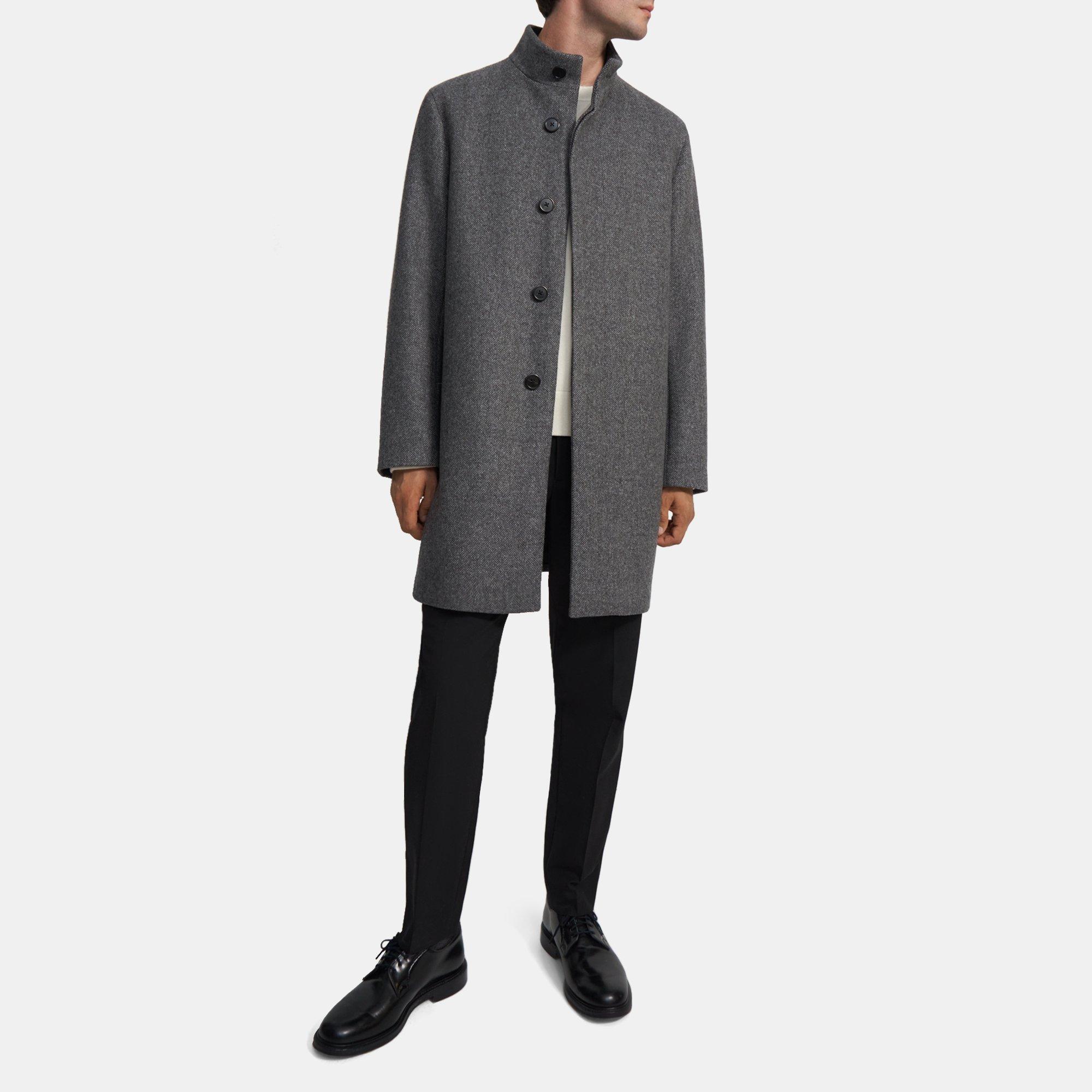 Theory Outlet Official Site | Stand-Collar Coat in Melton Wool