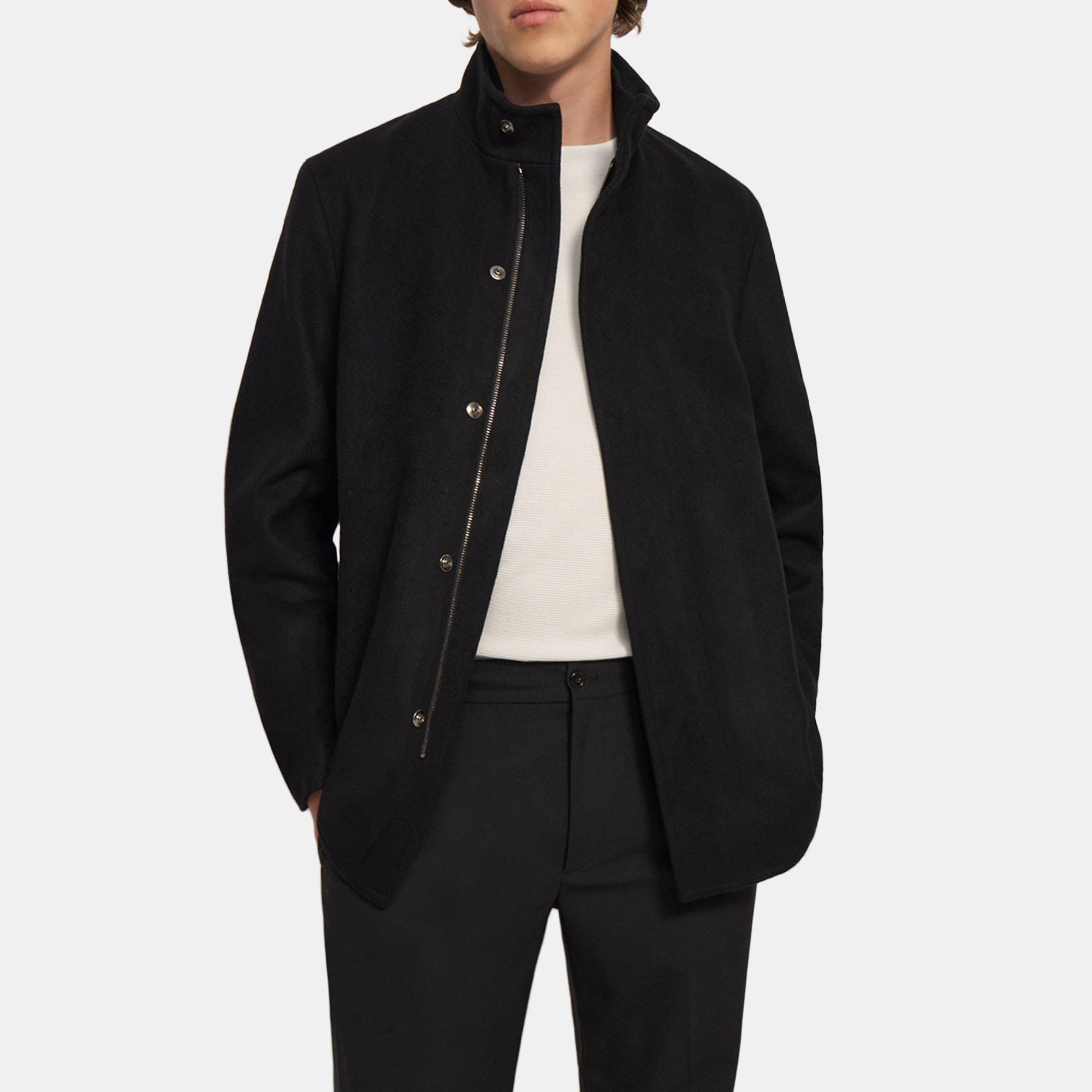 Stretch Melton Wool Stand-Collar Jacket | Theory