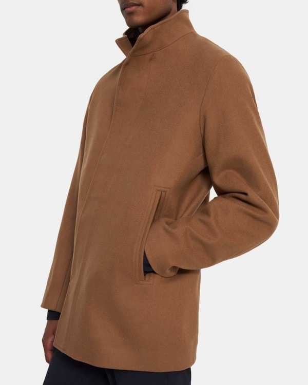 띠어리 Theory Stand-Collar Jacket in Stretch Melton Wool,CAMEL