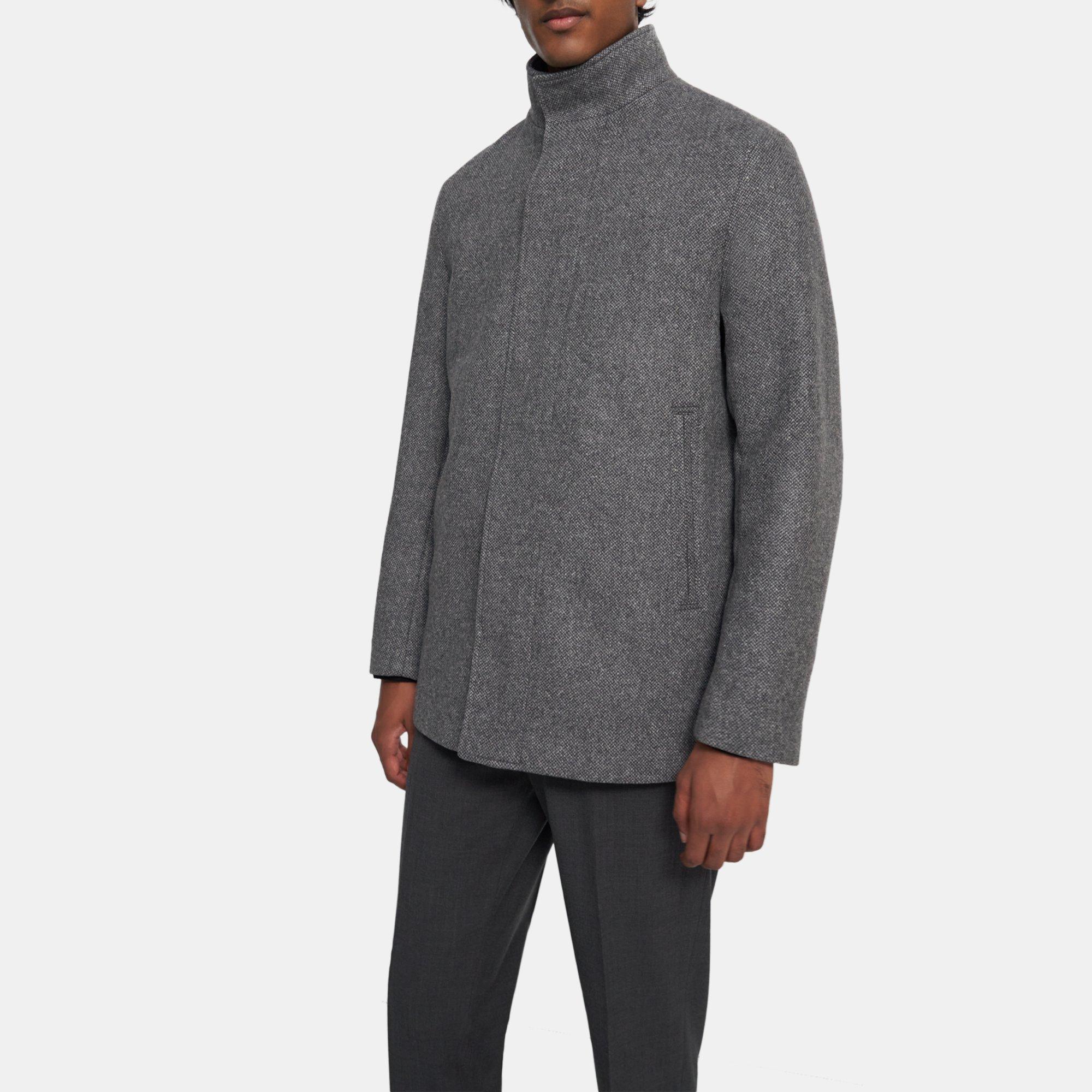 Stretch Melton Wool Stand-Collar Jacket | Theory