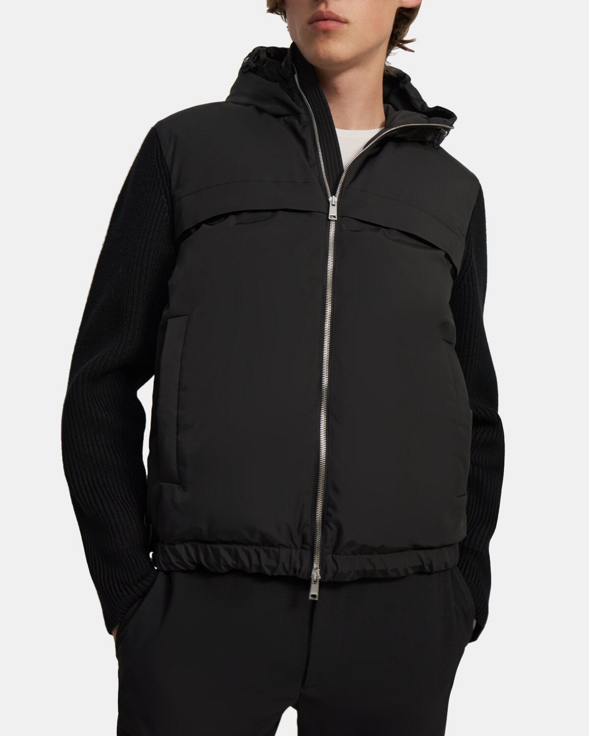 띠어리 맨 후드 재킷 Theory Hooded Jacket in Water-Resistant Polyester,BLACK