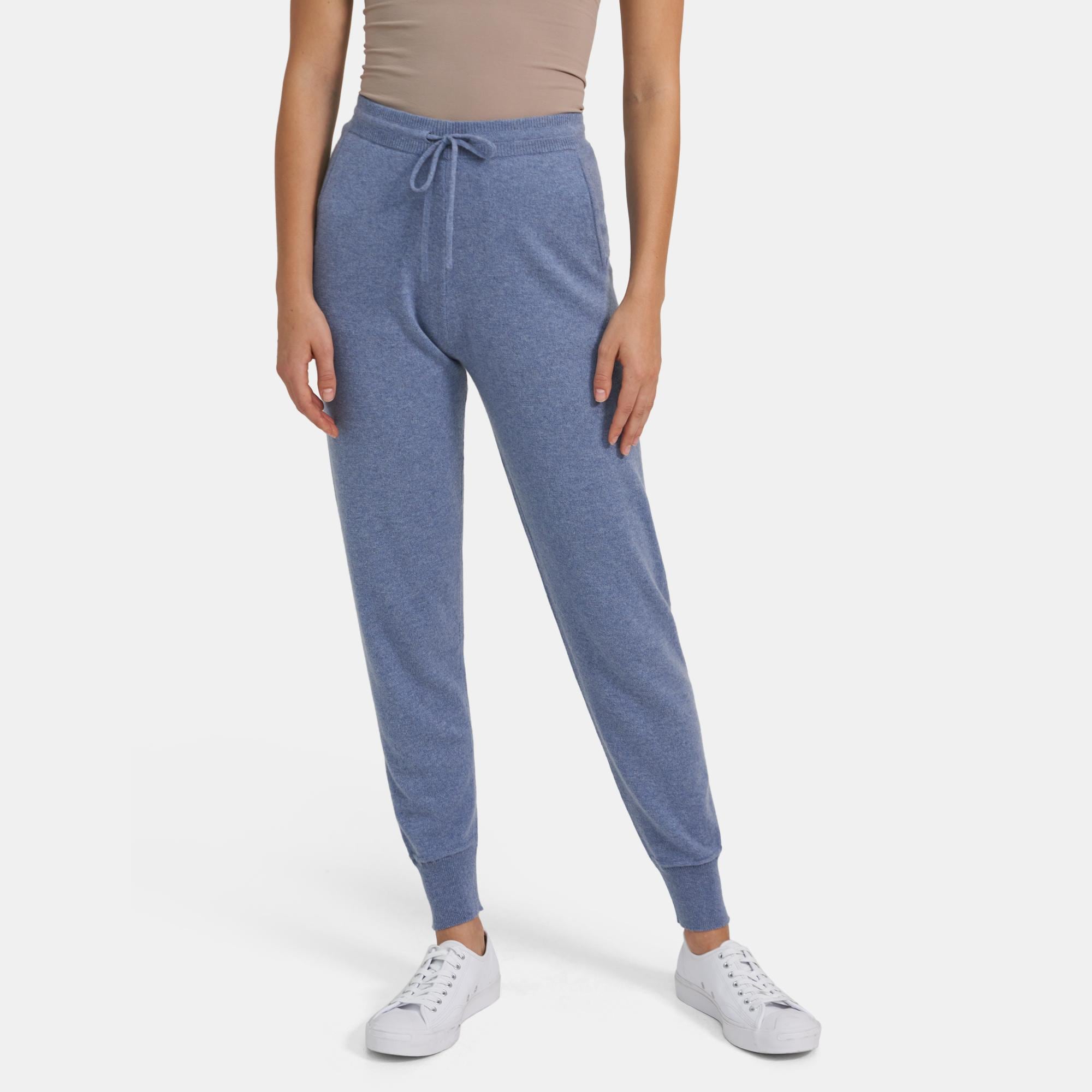 Ladies Cashmere Joggers Pants in Light grey