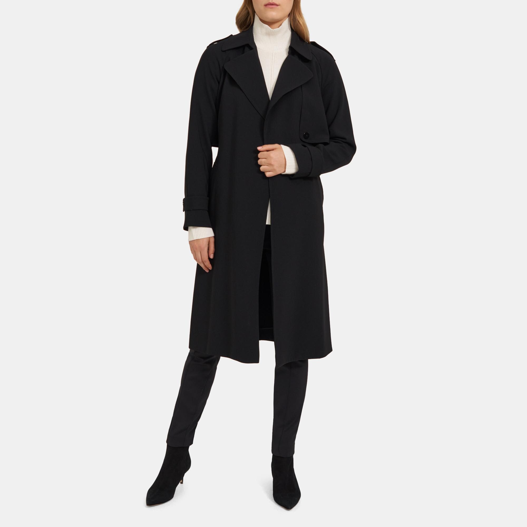 Crepe Wrap Trench Coat | Theory Outlet