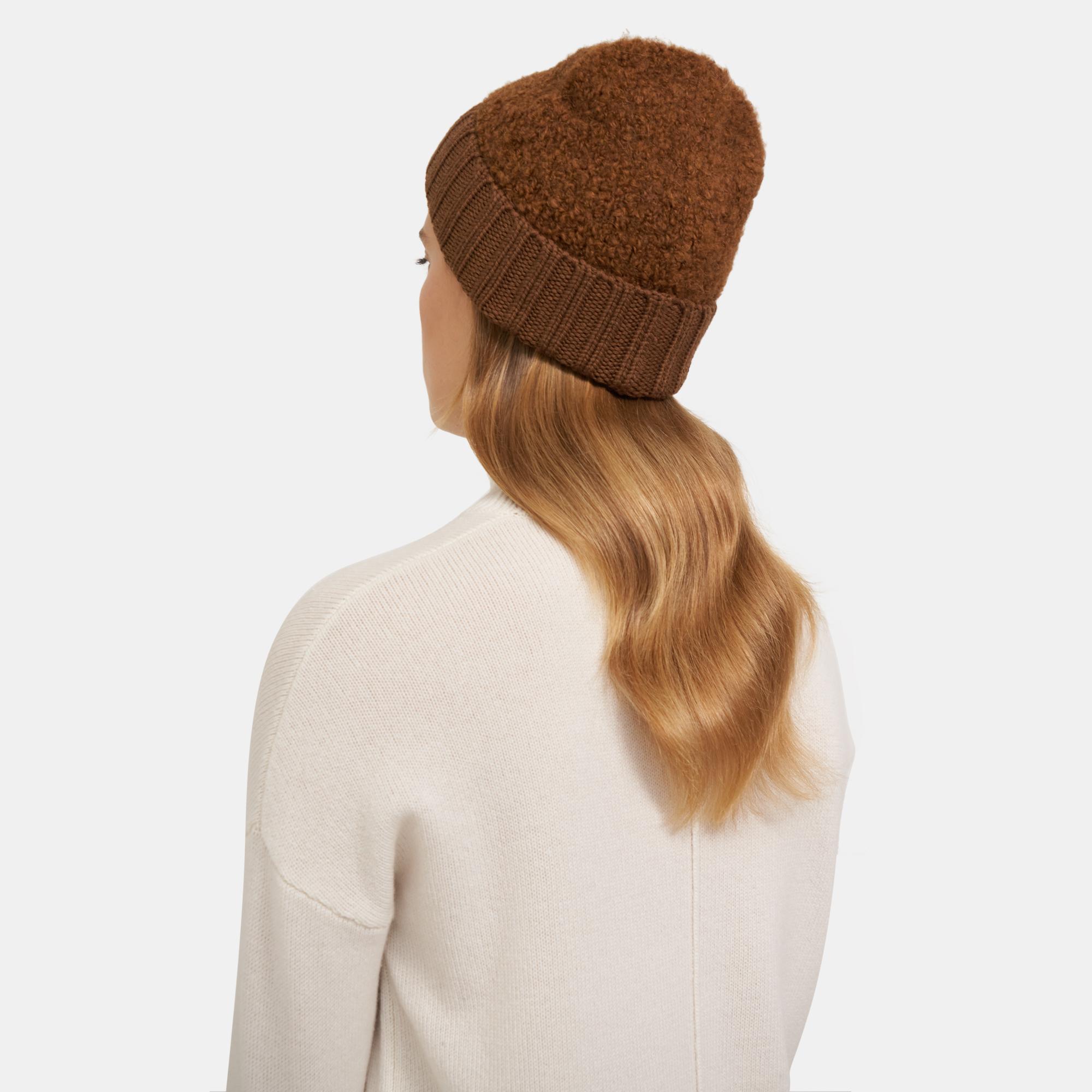 Theory Ribbed Beanie in Knit Boucle