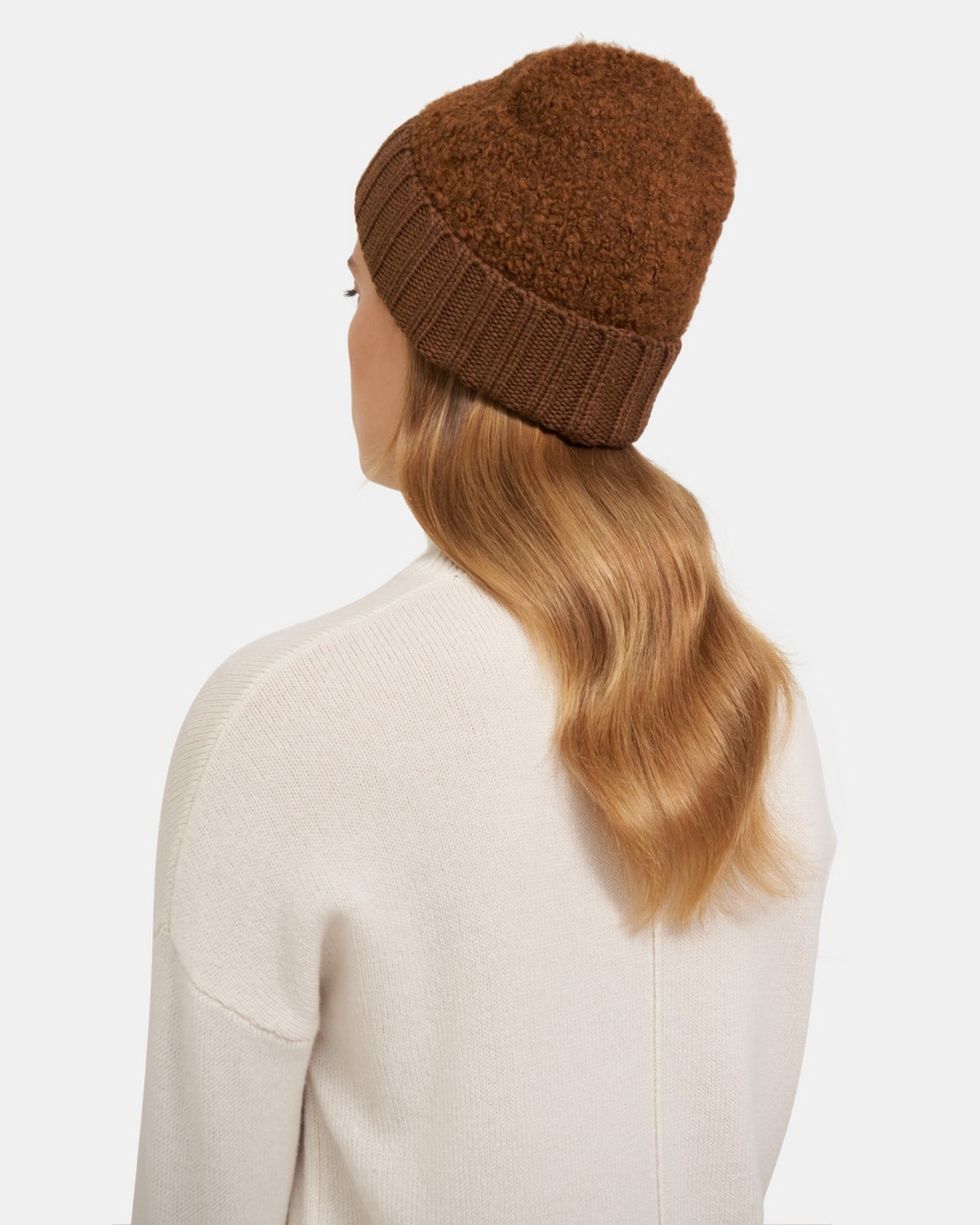 Ribbed Beanie in Knit Bouclé
