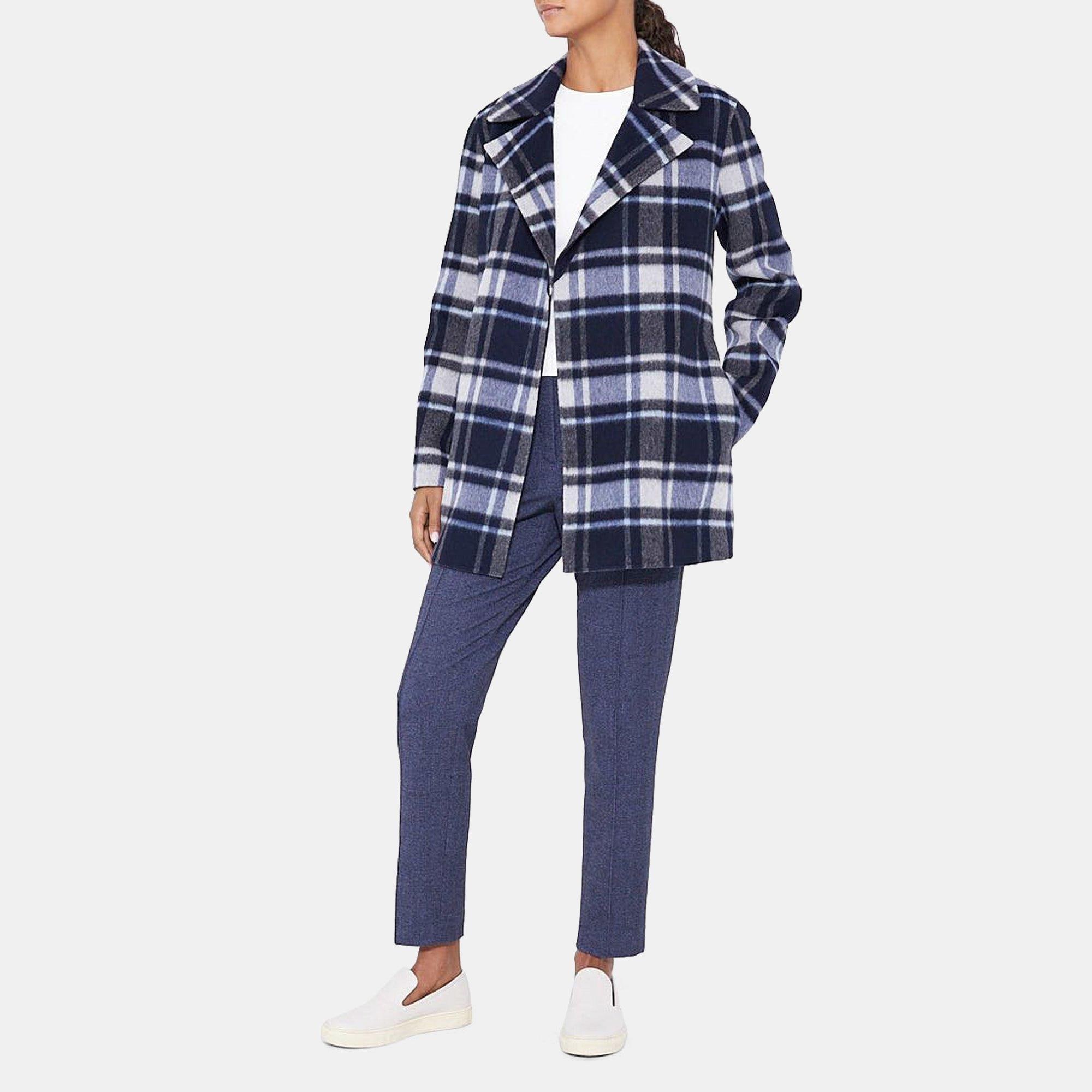 Theory buffalo best sale plaid wool coat