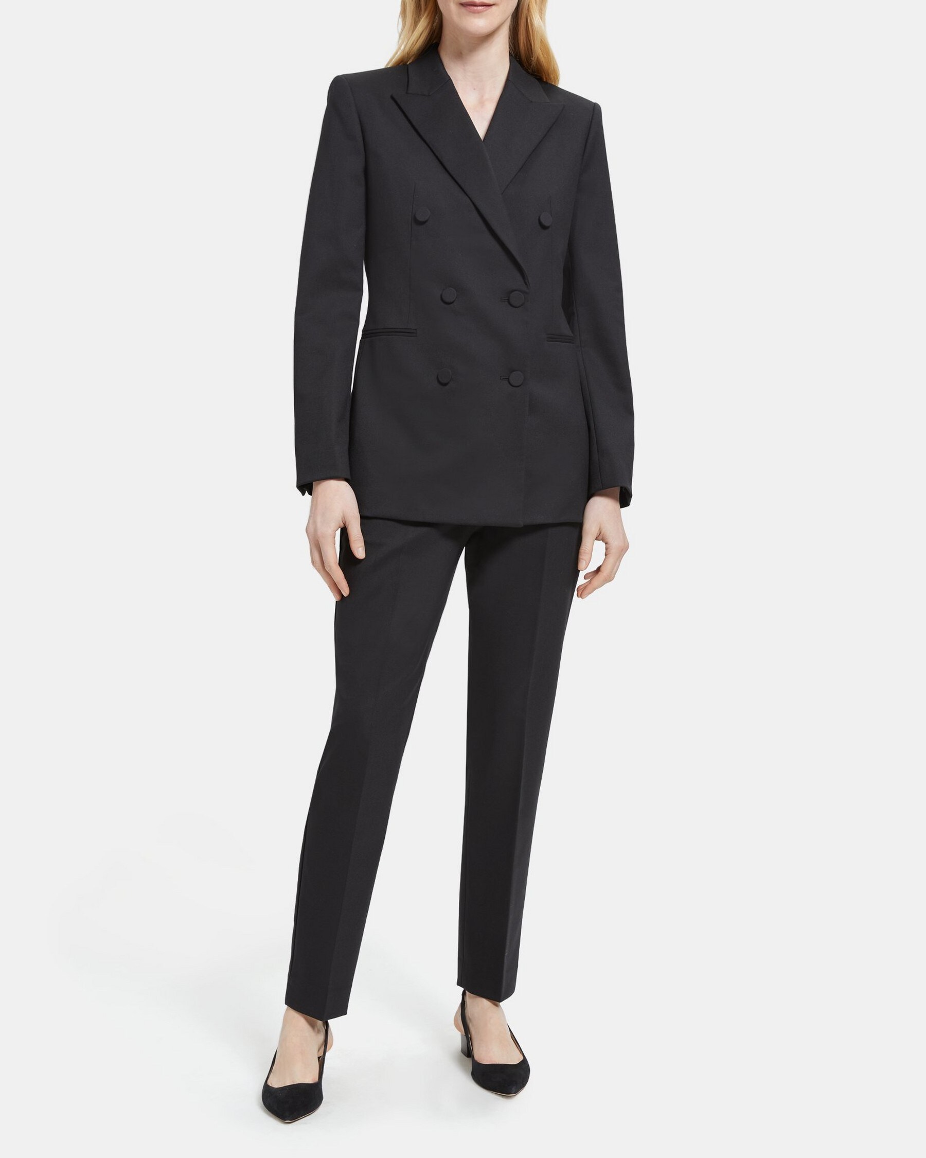 Theory Double-Breasted Tuxedo Jacket in Stretch Wool-Blend