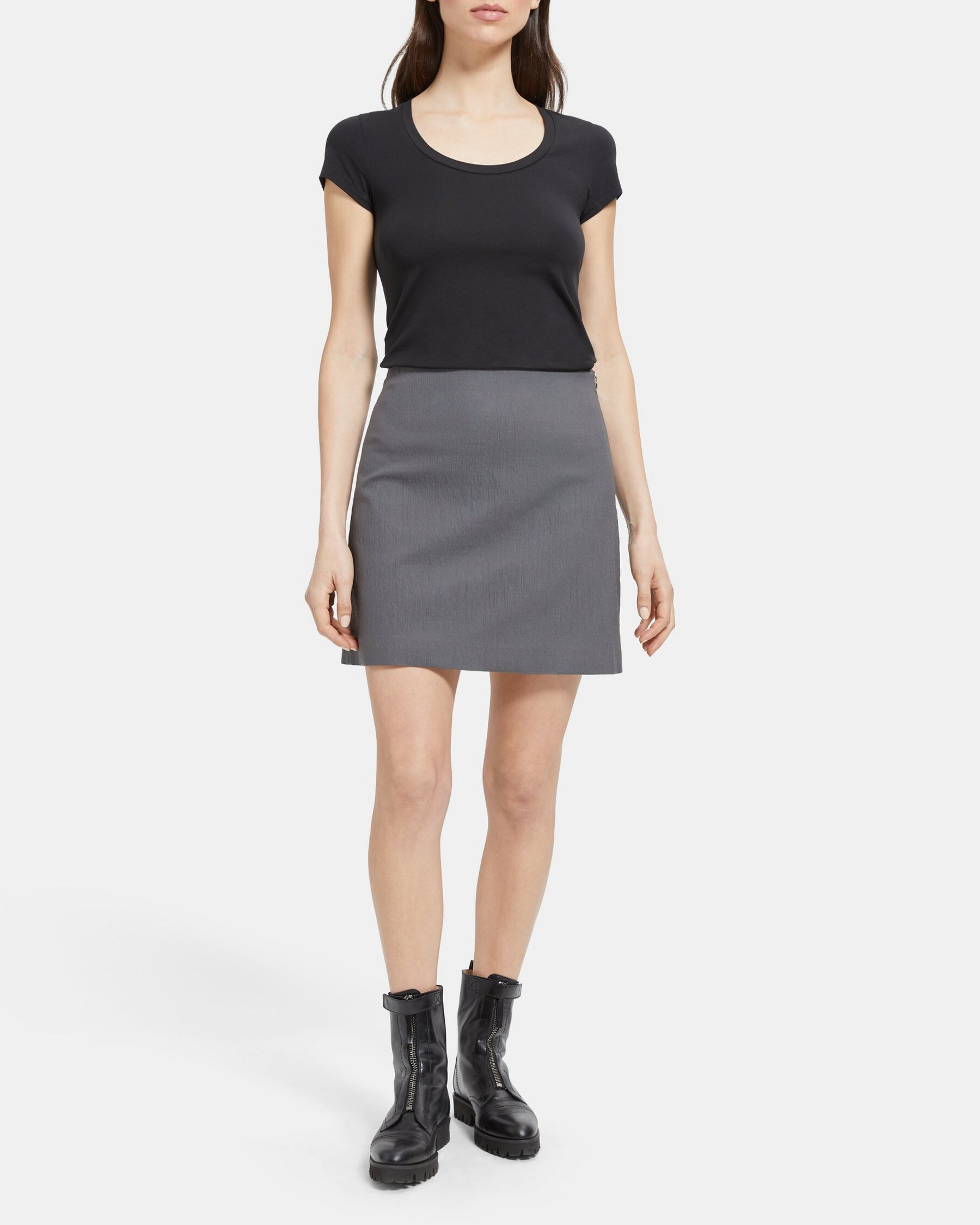 High-Waisted Mini Skirt in Stretch Viscose-Blend