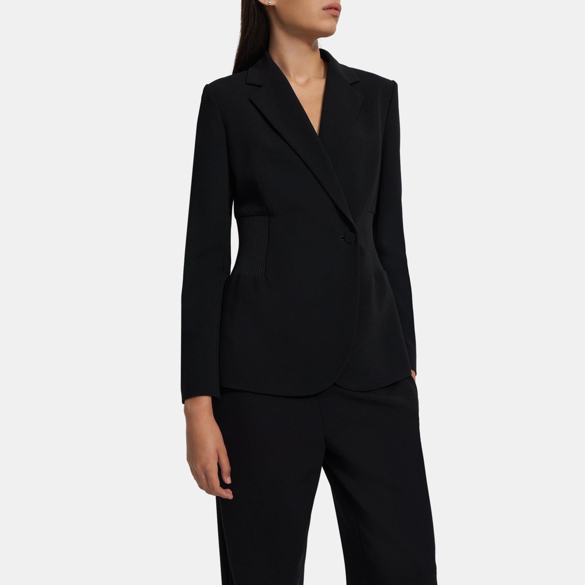 Admiral Crepe Ribbed-Waist Blazer | Theory