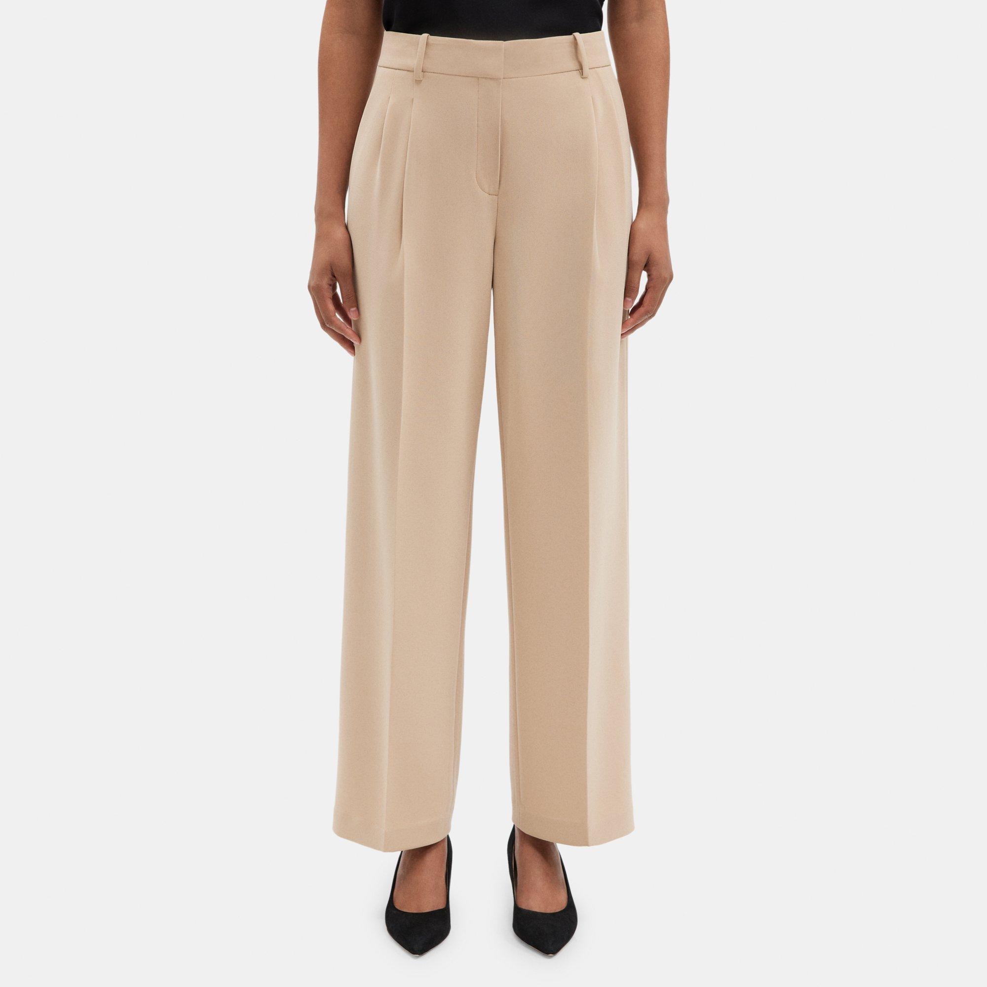 Crepe Pleated Wide-Leg Pant | Theory Outlet