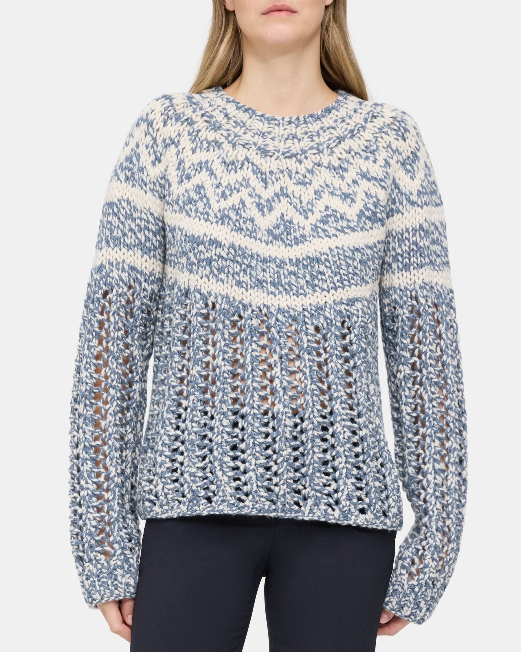 Chevron Sweater in Felted Wool-Cashmere
