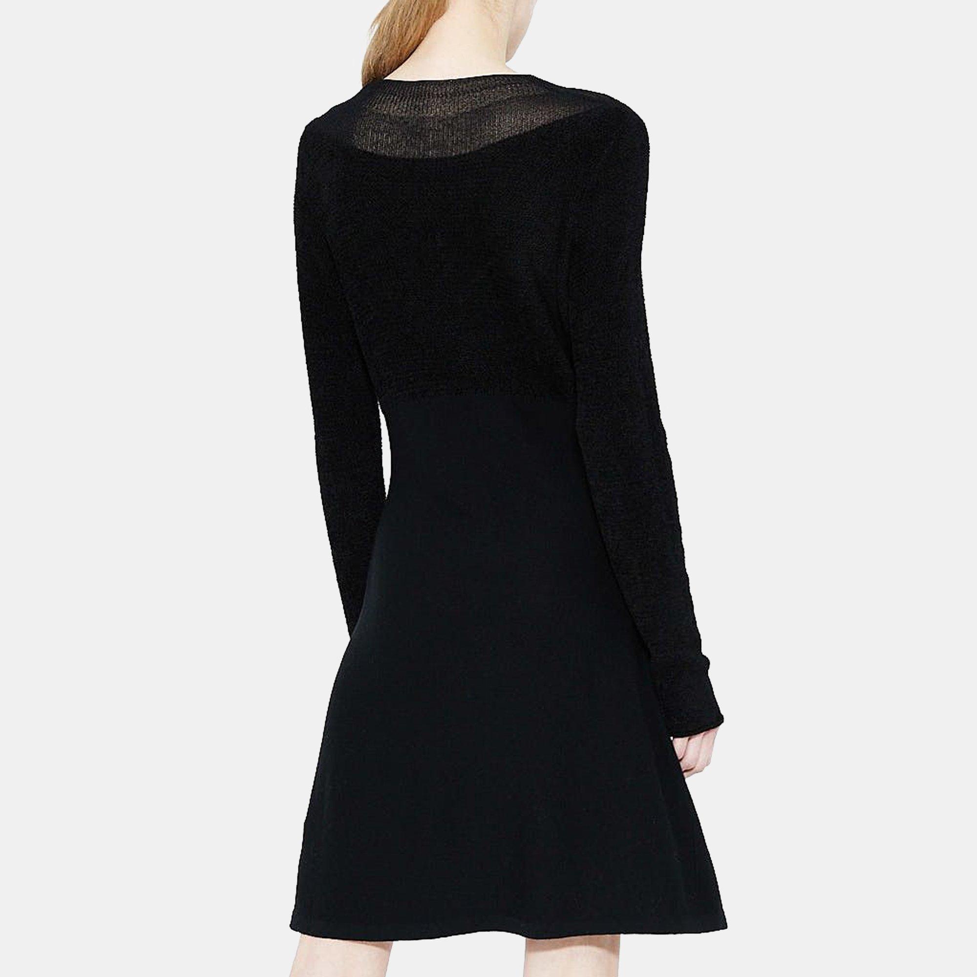 Fiona Merino Wool Fit And Flare Dress - Black - wool