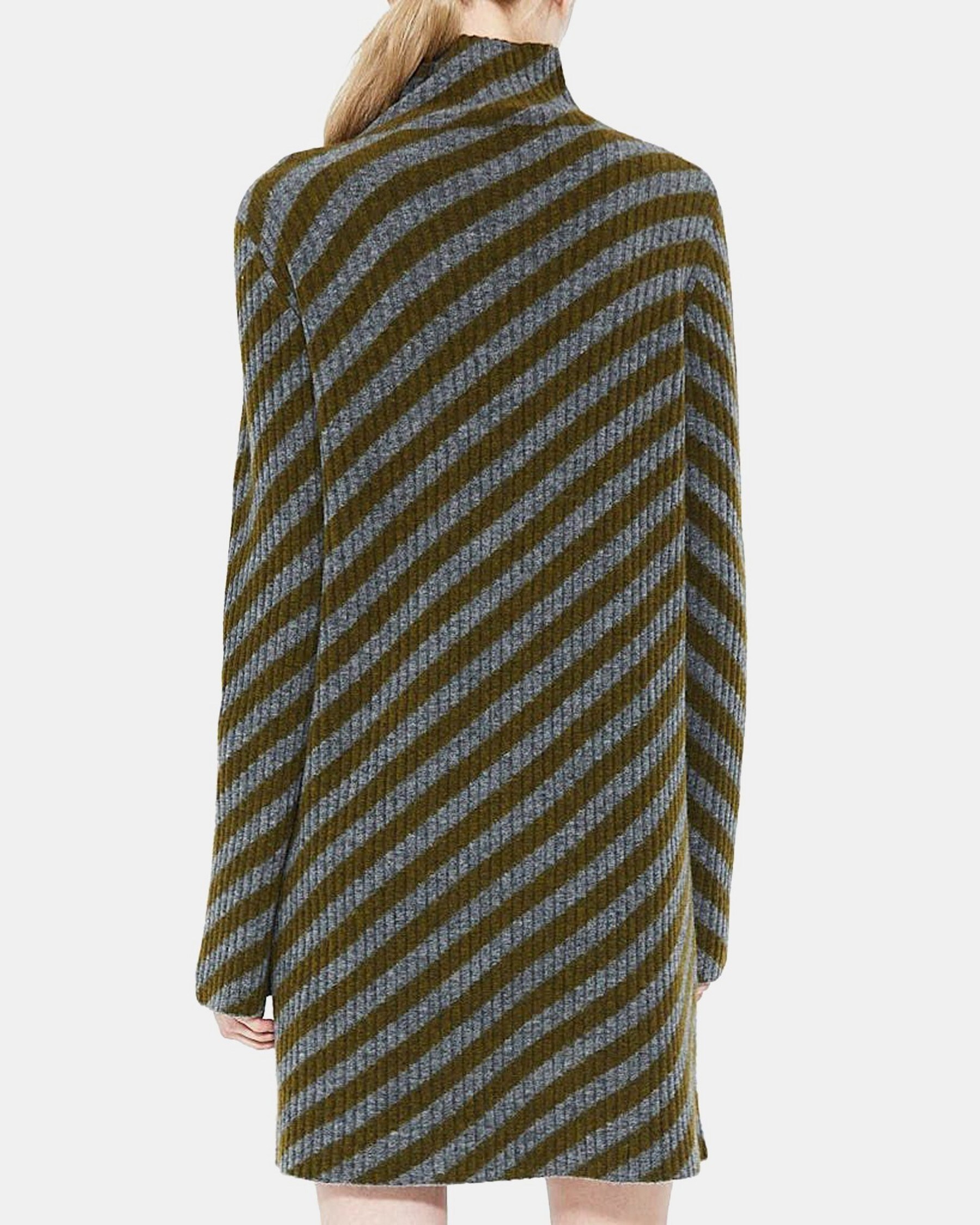 Turtleneck Dress in Striped Wool Blend