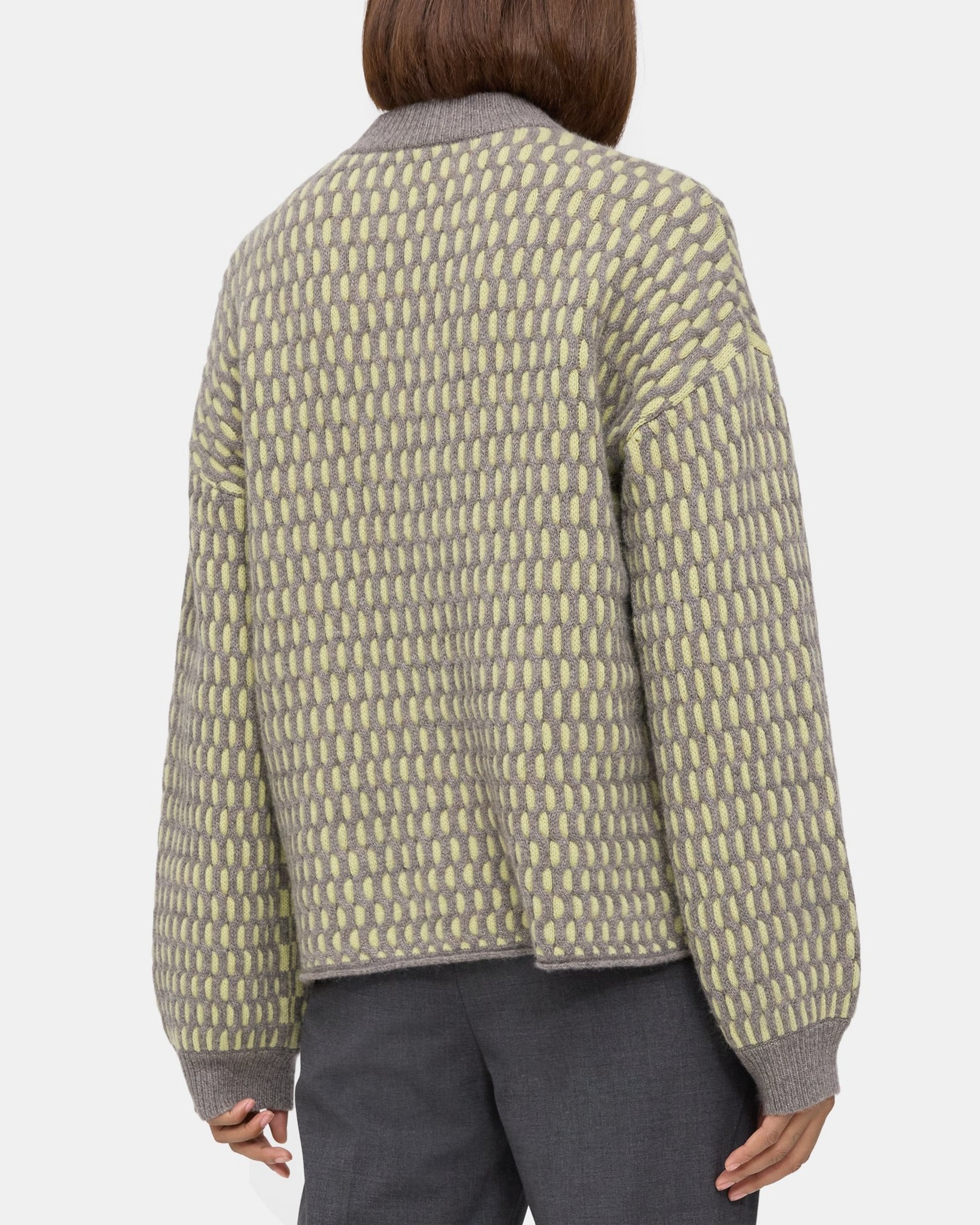Two-Tone Cable-Knit Sweater in Cashmere