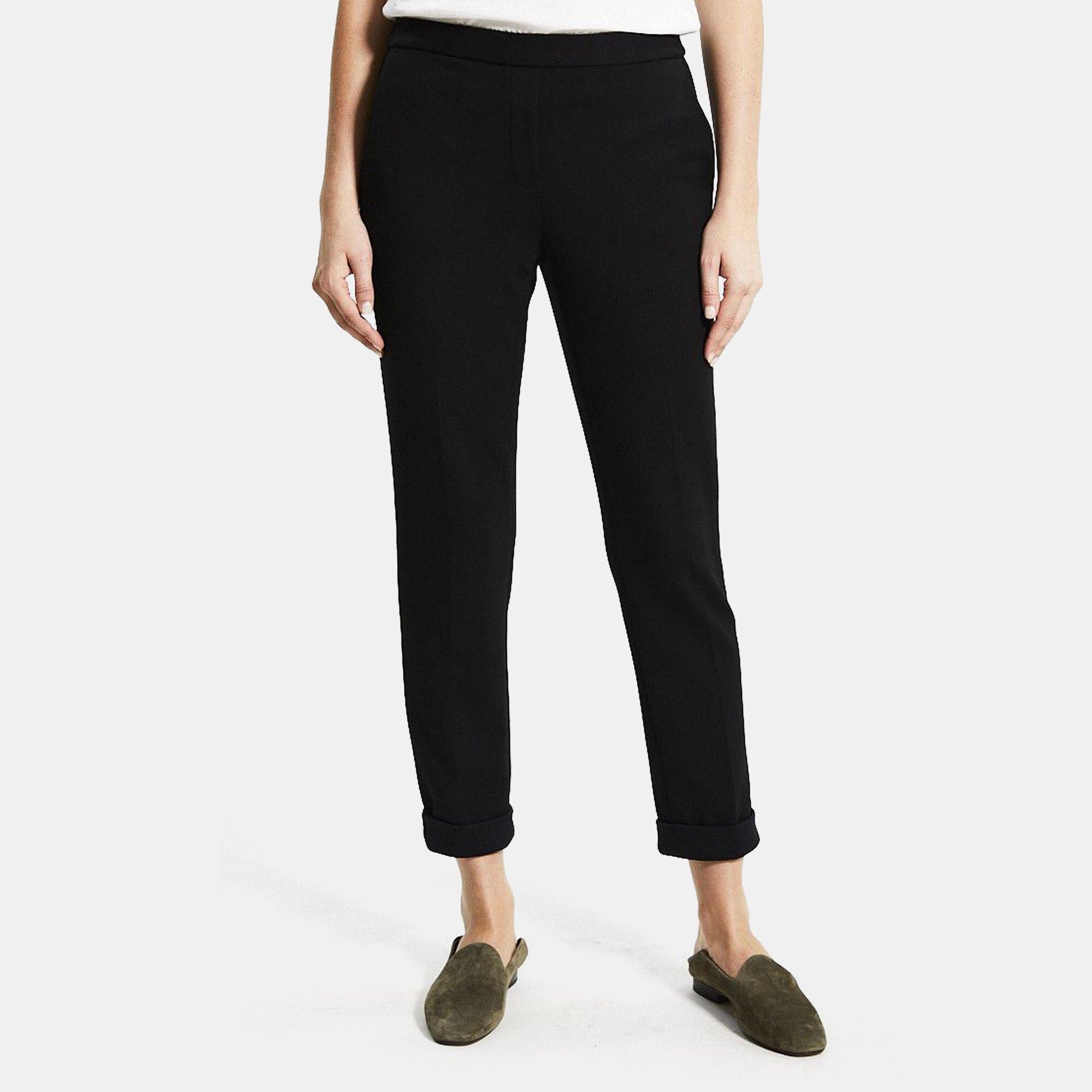 Double-Knit Jersey Slim Cropped Pull-On Pant | Theory Outlet