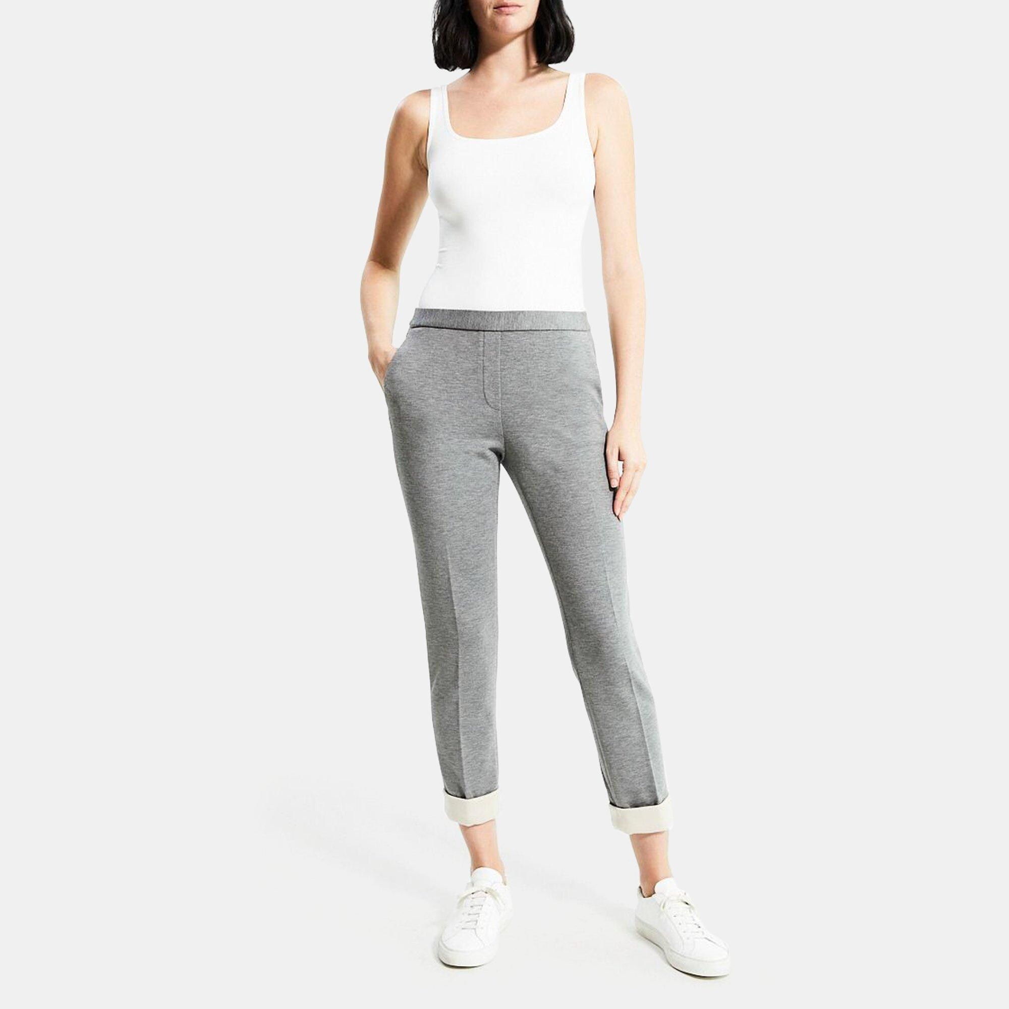 Theory Grey Slim Cropped High Rise Pull-On Pant in Wool Flannel - Size – Le  Prix Fashion & Consulting