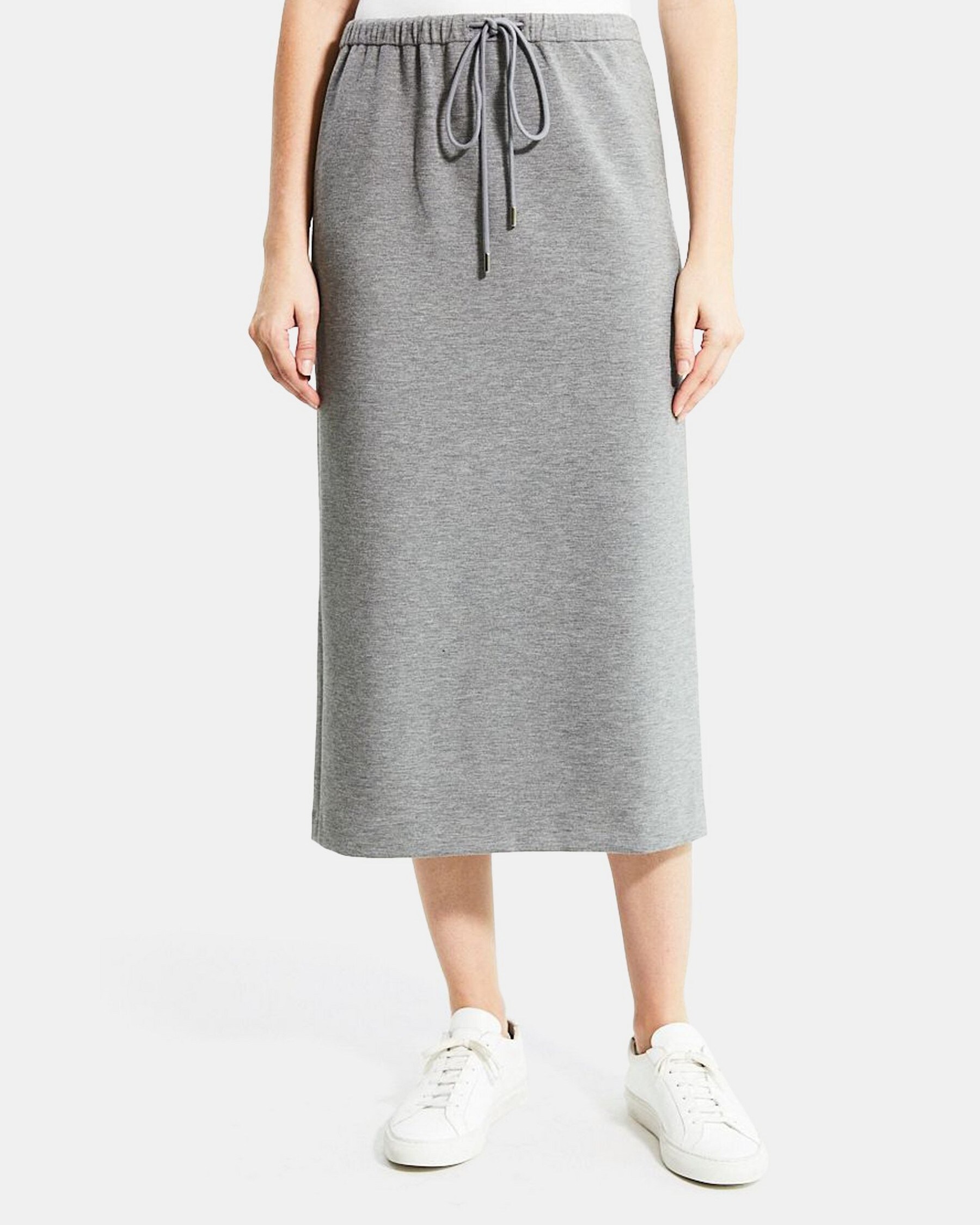 Drawstring Slip Skirt in Double-Knit Jersey