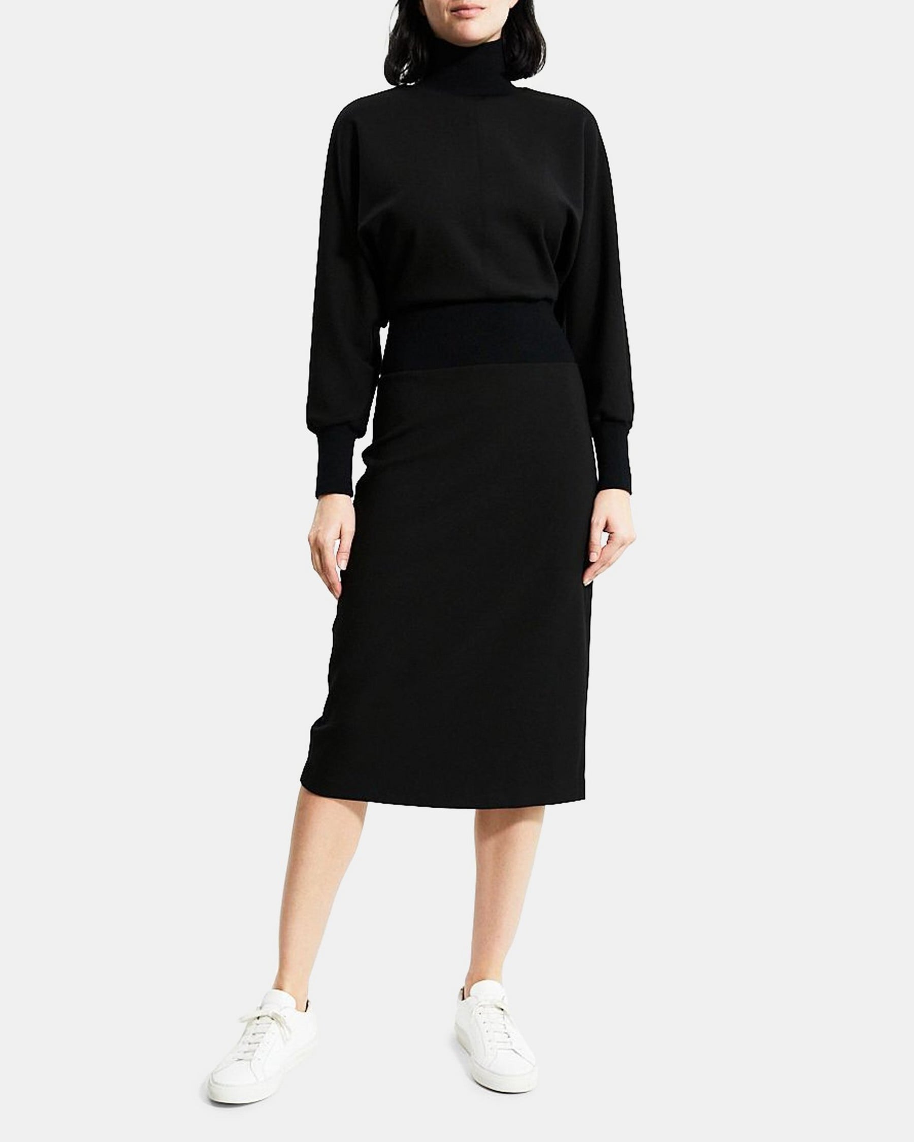 띠어리 Theory Turtleneck Dress in Double-Knit Jersey,BLACK